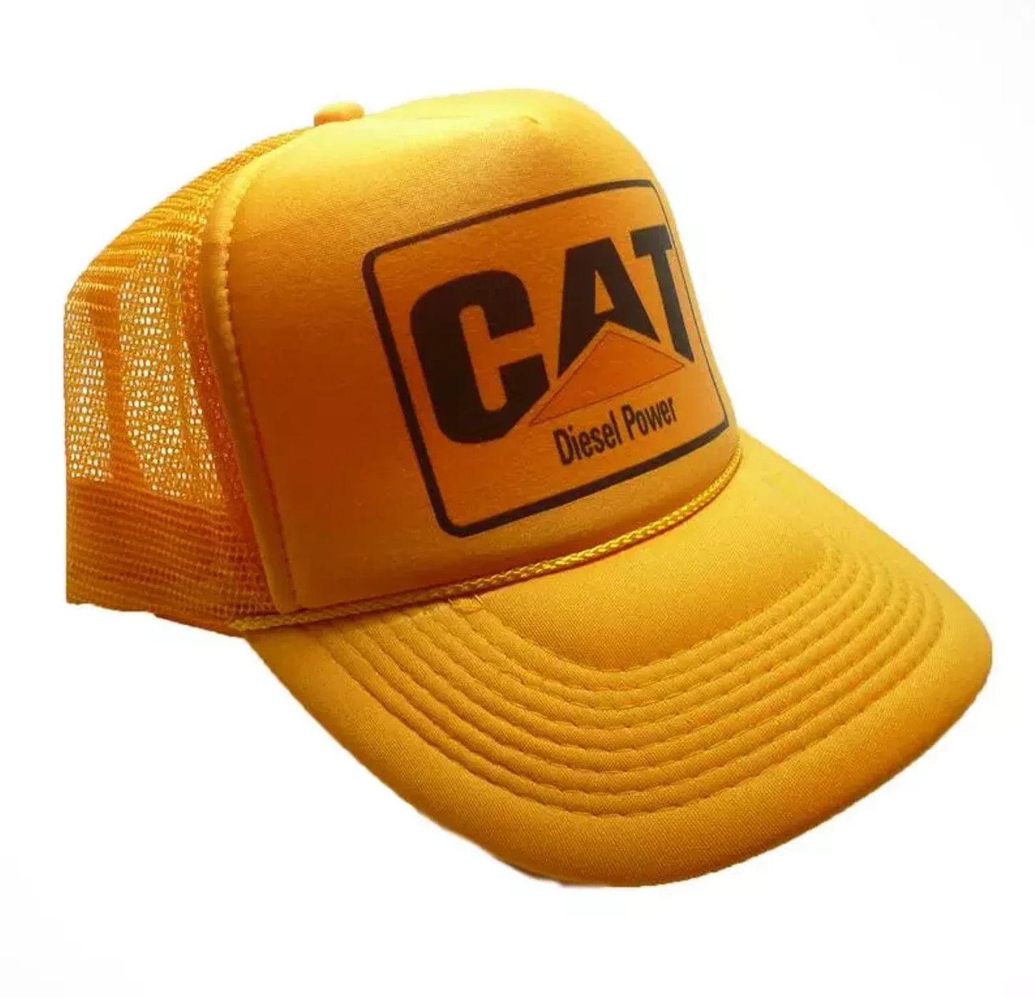Caterpillar × Vintage New CAT Yellow Trucker Hat Size ONE SIZE - 2 Thumbnail