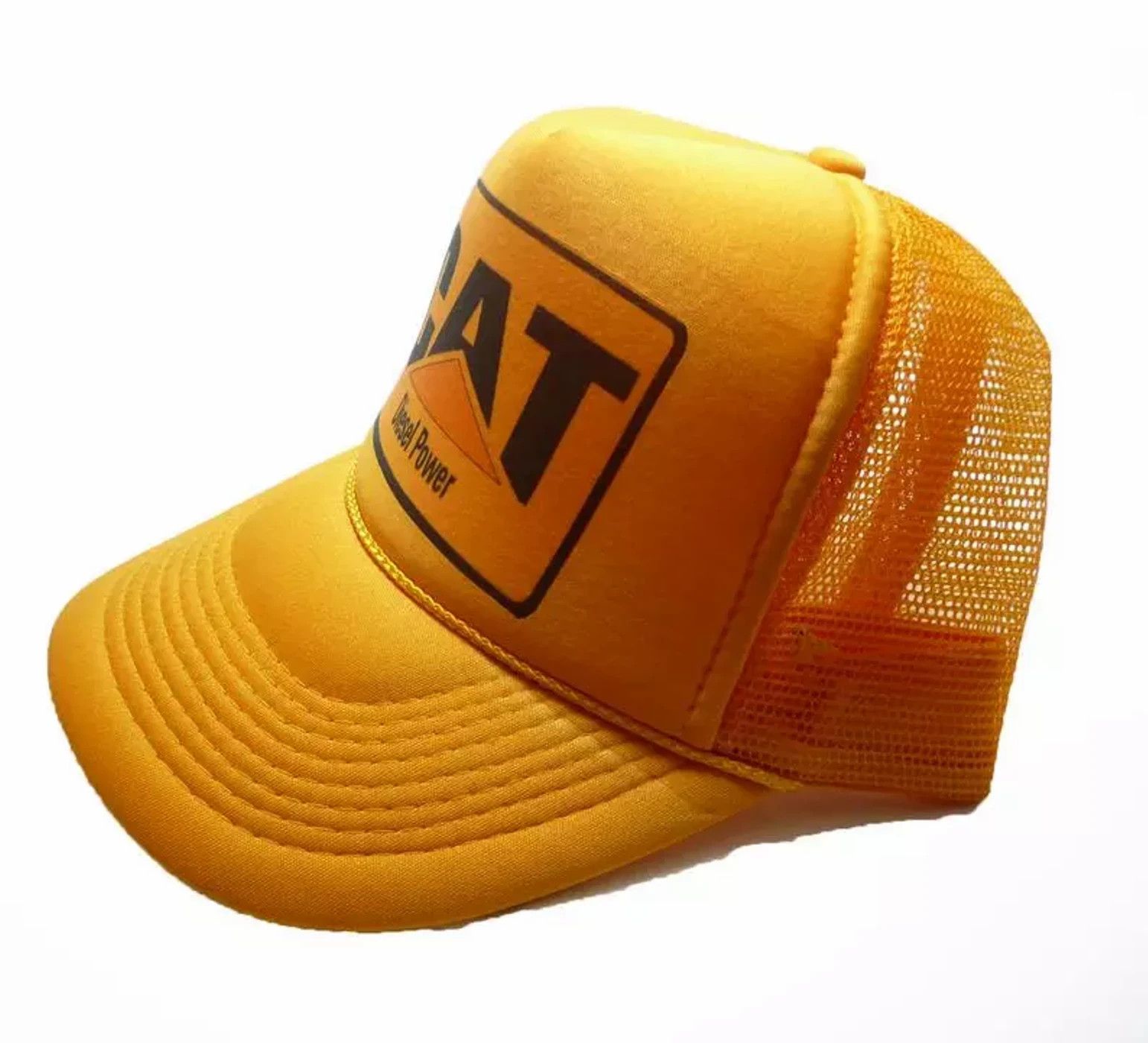 Caterpillar × Vintage New CAT Yellow Trucker Hat Size ONE SIZE - 4 Thumbnail