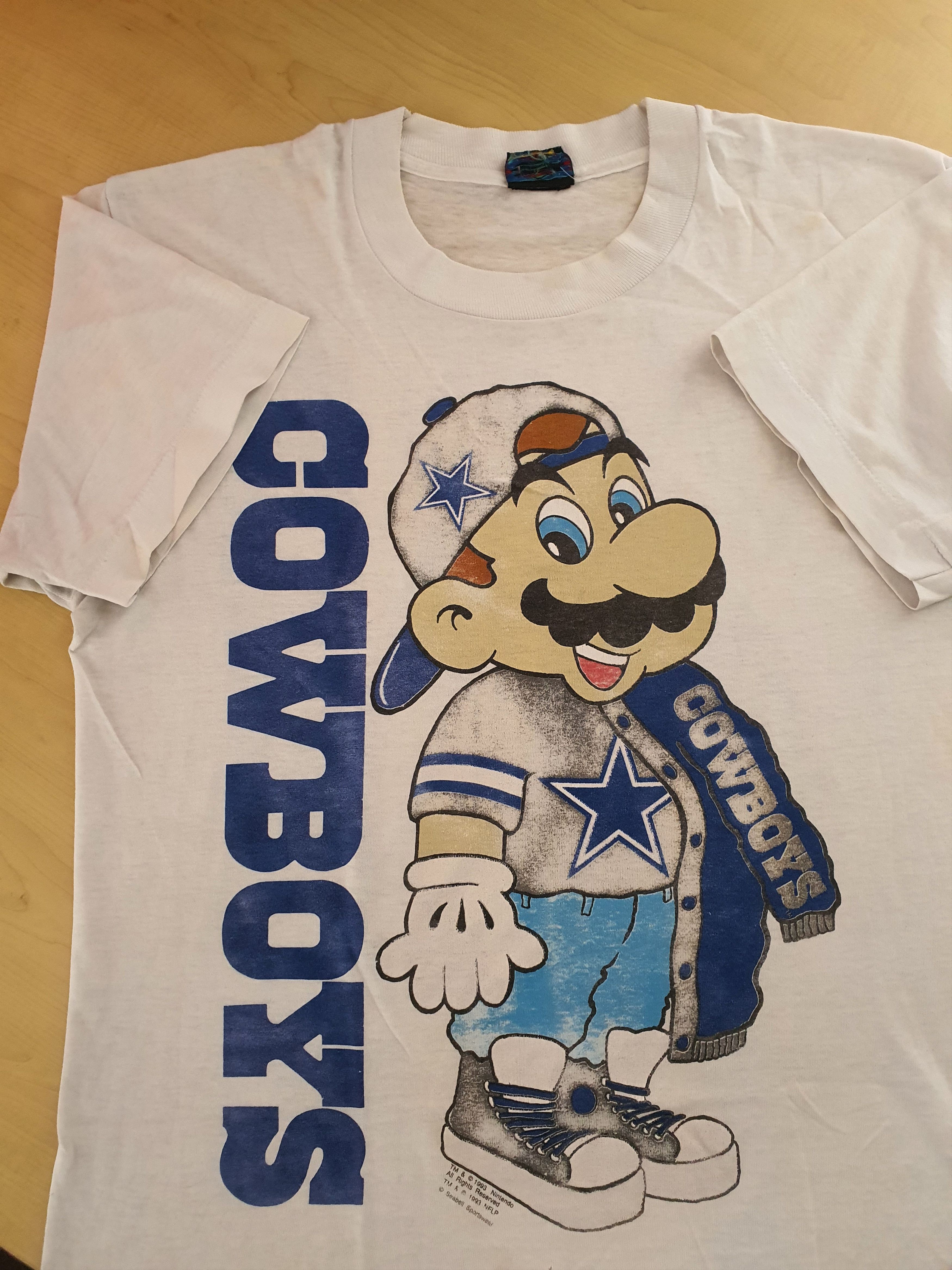NFL × Vintage Vintage super mario cowboy dallas mirror print tee 