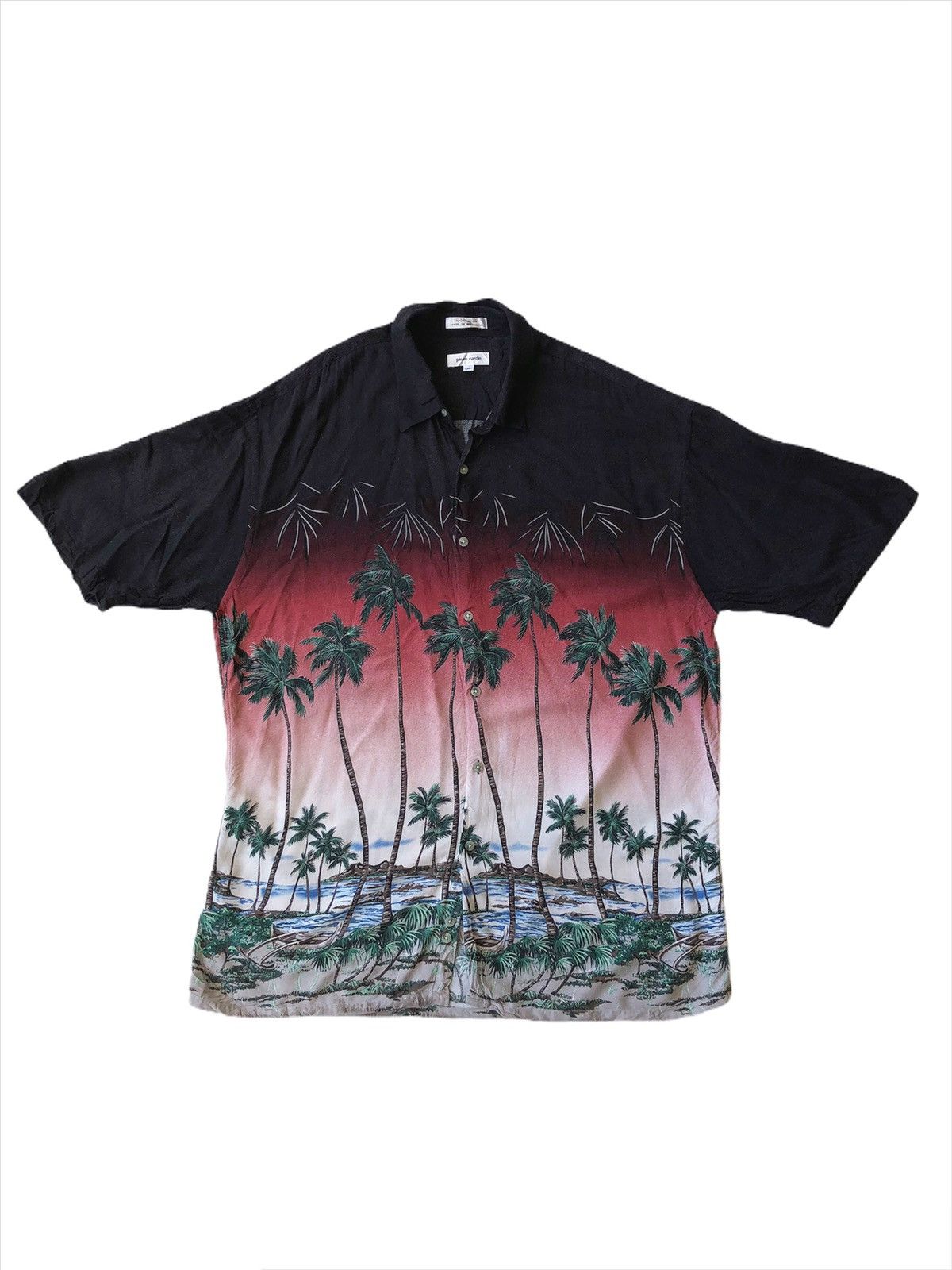 Pierre Cardin Vintage Tall Beach Palm Bottom Border Rayon Hawaiian Shirt Size US XL / EU 56 / 4 - 3 Thumbnail