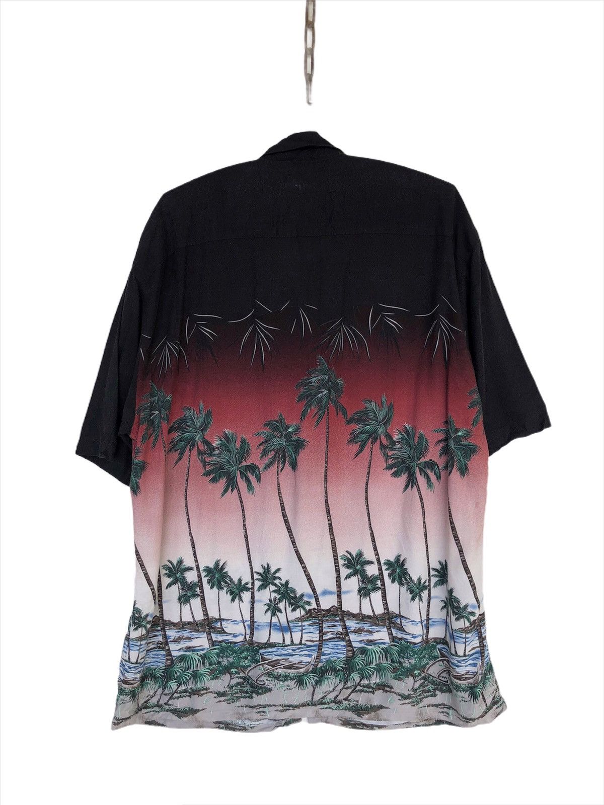 Pierre Cardin Vintage Tall Beach Palm Bottom Border Rayon Hawaiian Shirt Size US XL / EU 56 / 4 - 4 Thumbnail