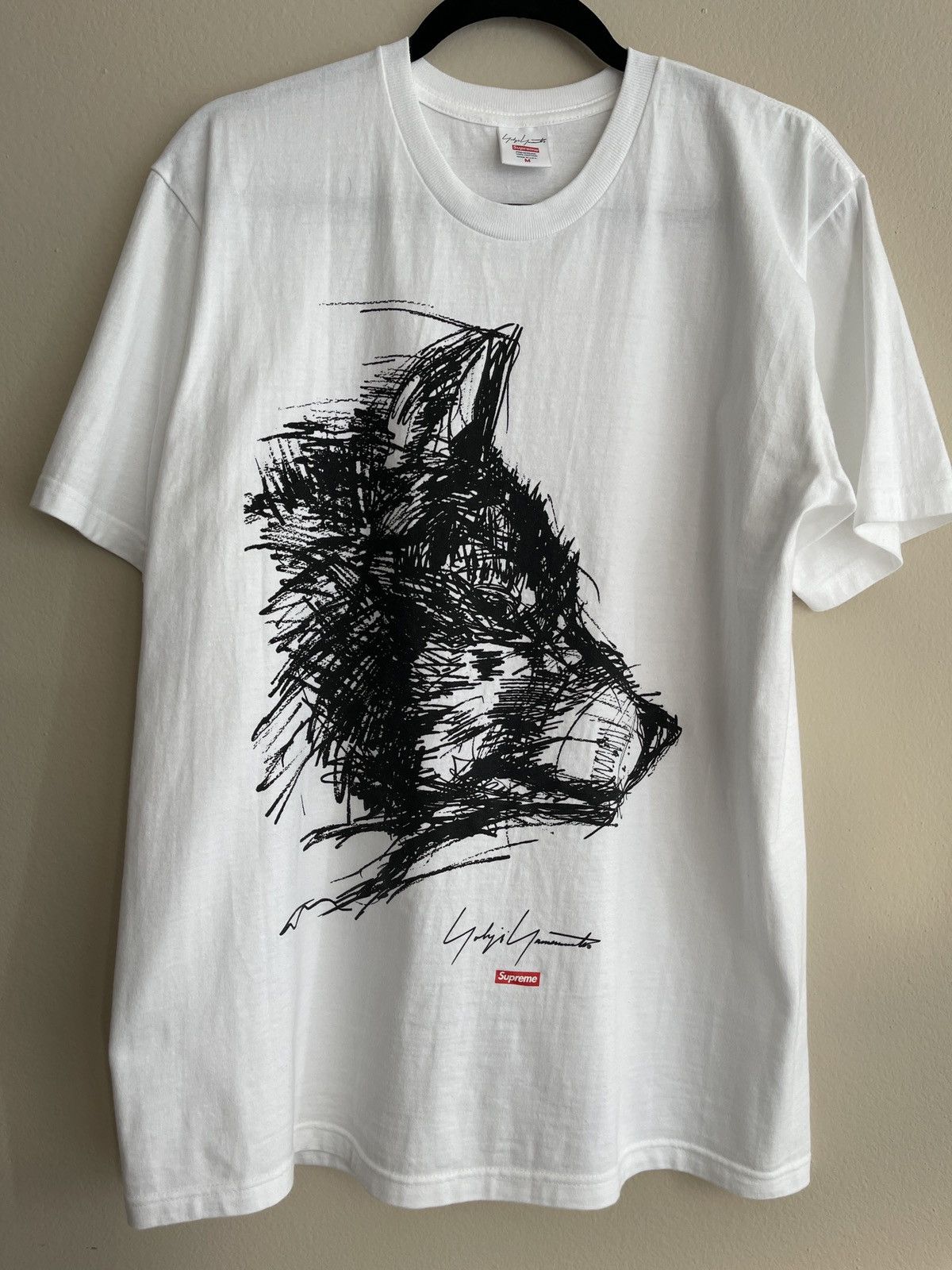 Supreme White Supreme Yohji Yamamoto Scribble Wolf Tee | Grailed