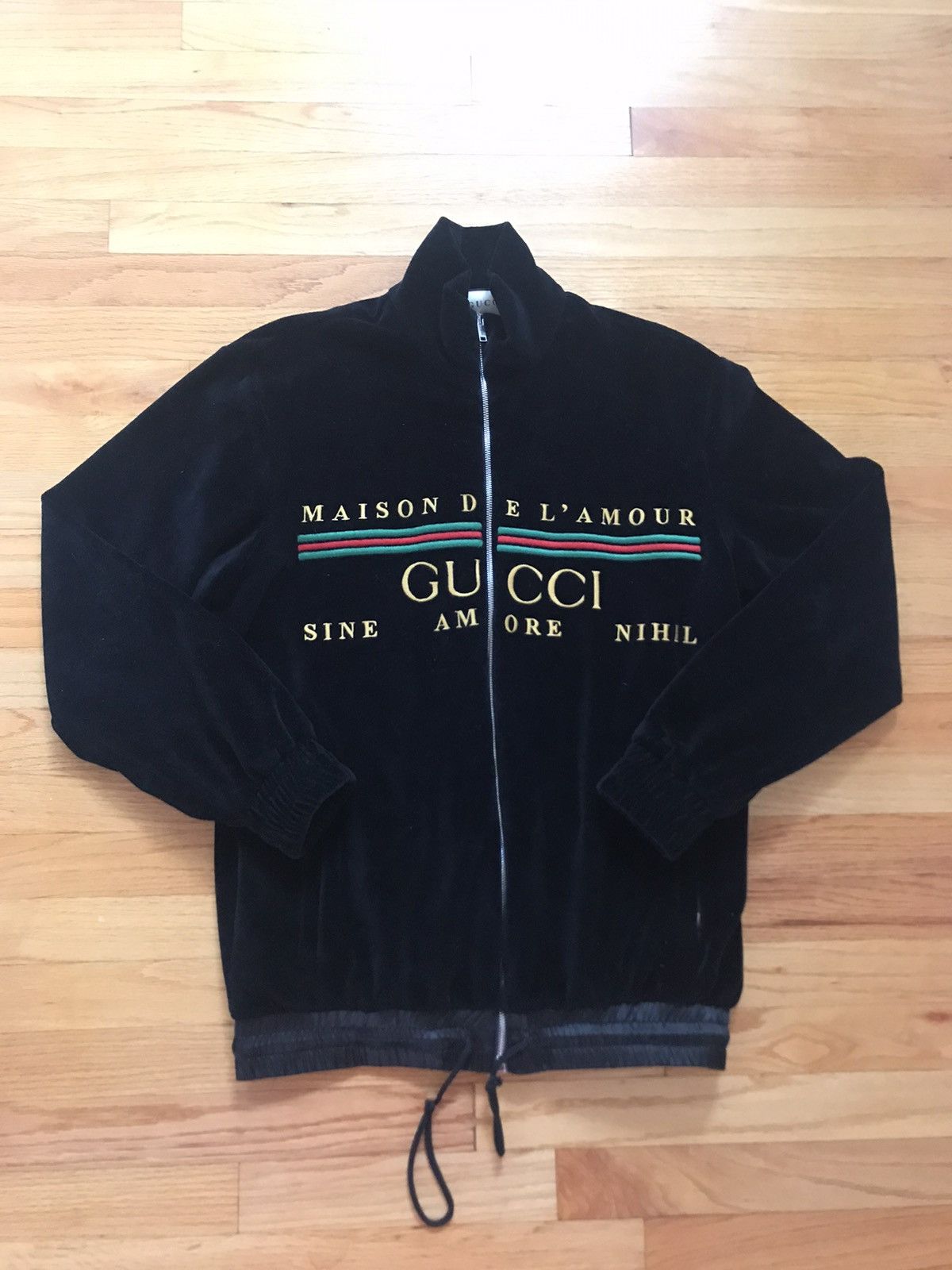 Pre-owned Gucci $1980 Oversized Embroidered Chenille Jacket In Black