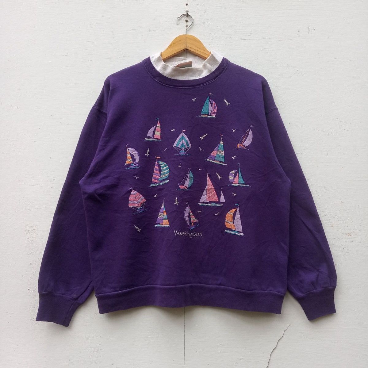 Vintage Washington hawaii day island peterpan neck sweatshirt Size US L / EU 52-54 / 3 - 1 Thumbnail