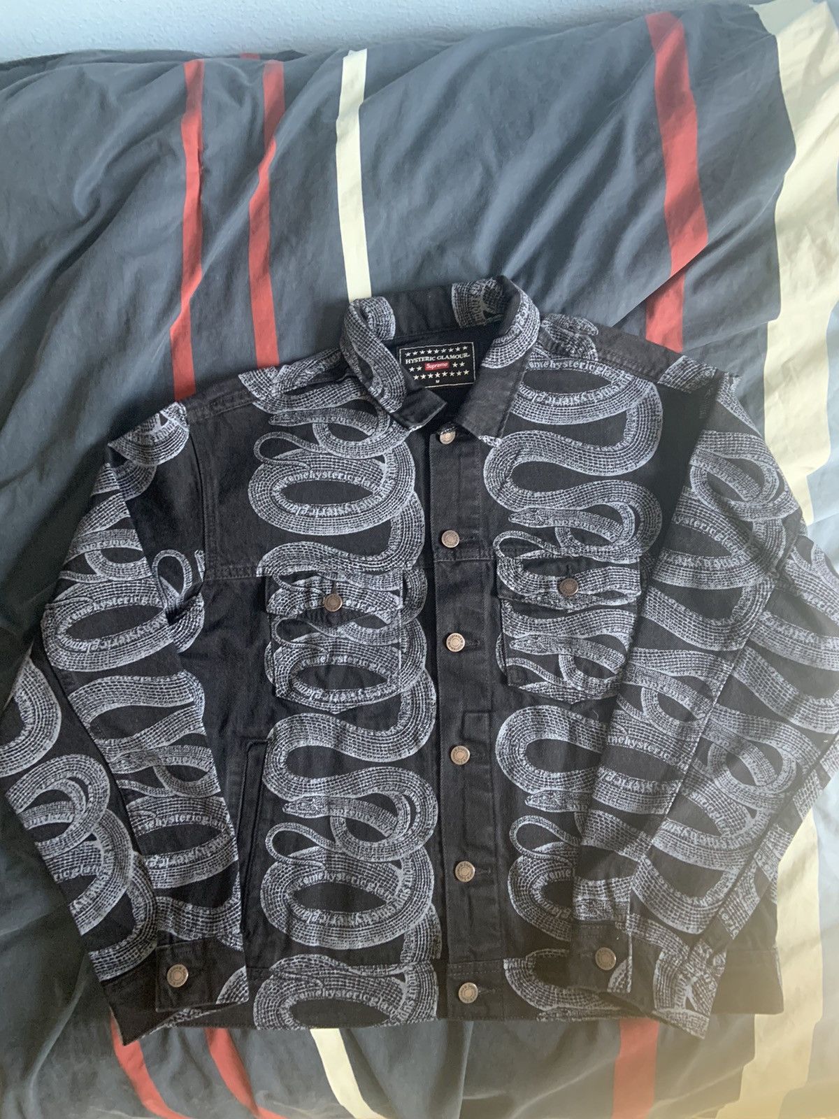 Supreme HYSTERIC GLAMOUR Snake Denim Trucker Jacket Black for Men