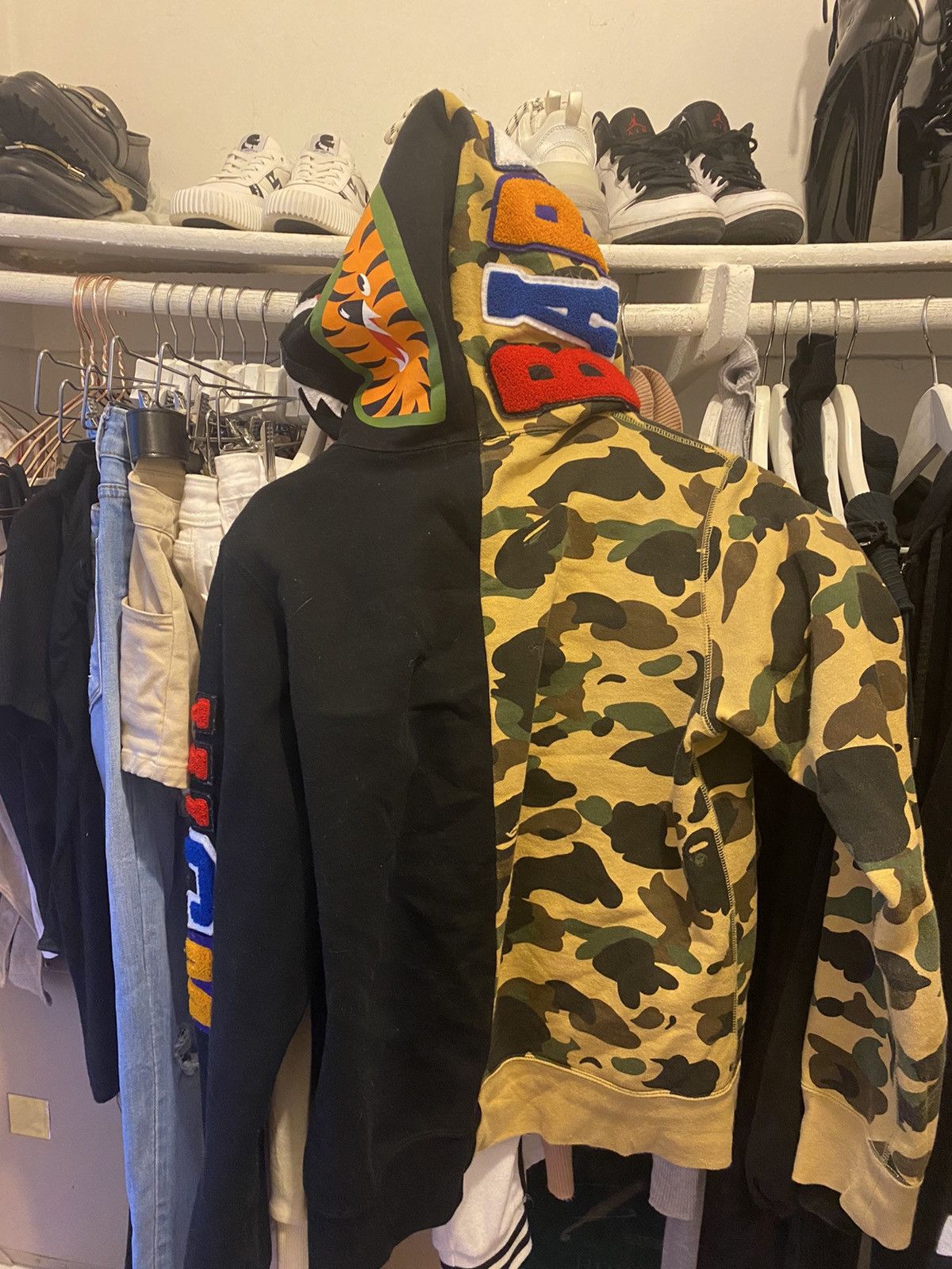 Bape Half Camo Half Black Hoodie Grailed