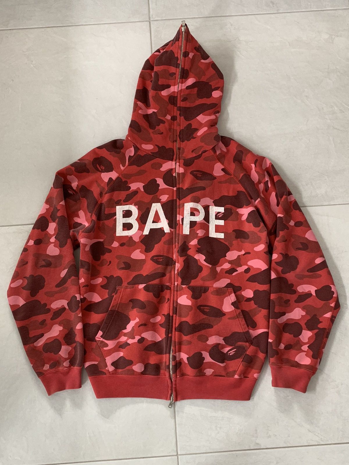 Bape OG Bape Red Camo Spell Out Full Zip 2005 | Grailed