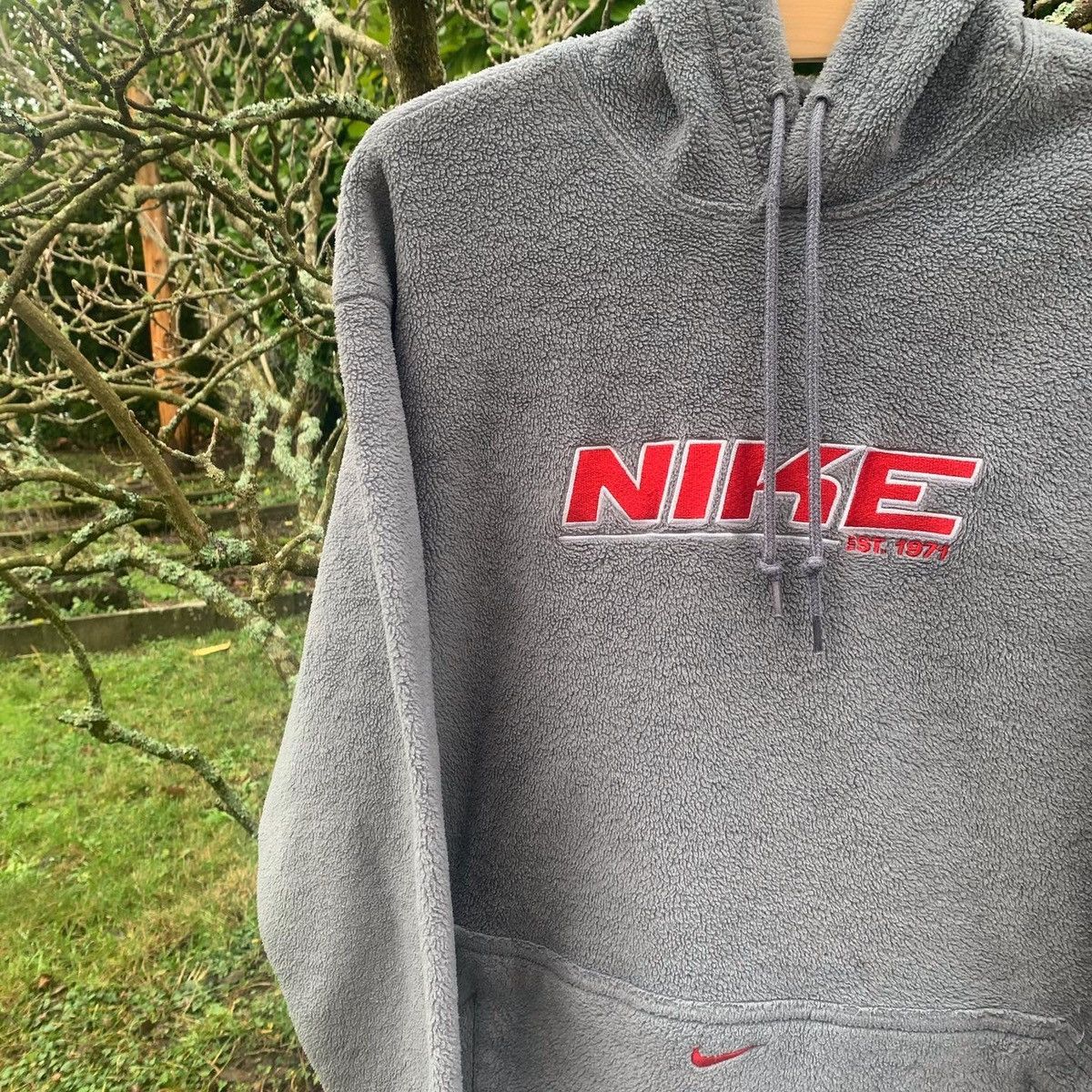 Nike × Vintage RARE Vintage Nike Logo Fleece Gray Hoodie Travis 