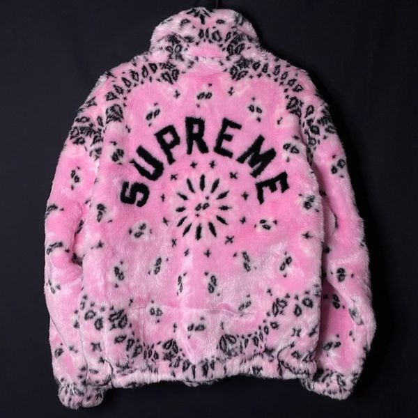 Supreme Bandana Faux-fur Jacket In Pink