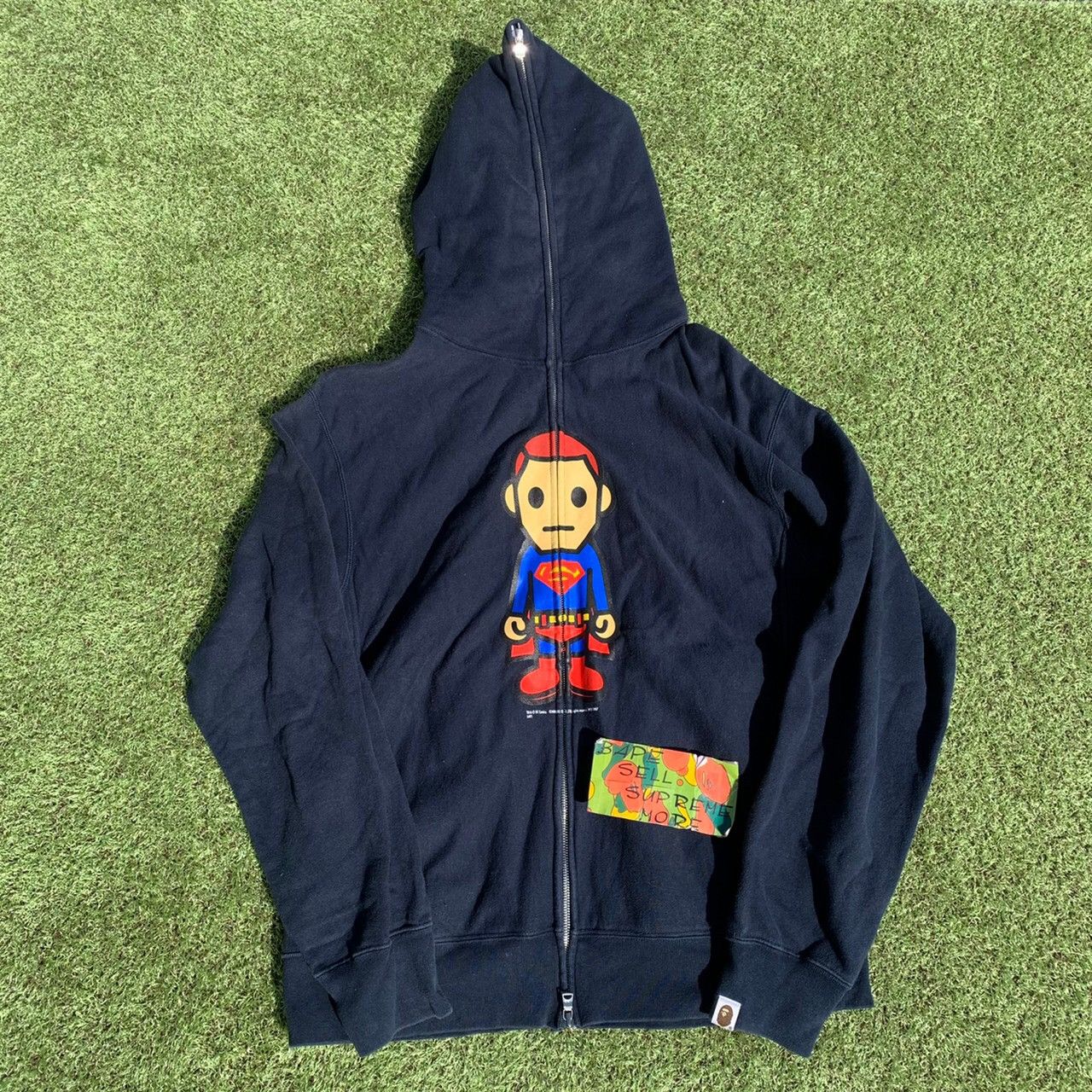 Pre-owned Bape X Dc Comics Bape X Dc Superman Full Zip Hoodie In Navy