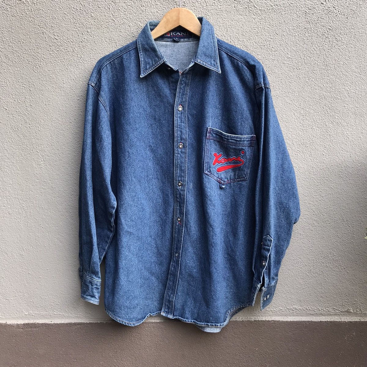 Karl Kani Vintage 90s KARL KANI jeans shirt embroidered logo hiphop Size US XL / EU 56 / 4 - 1 Thumbnail