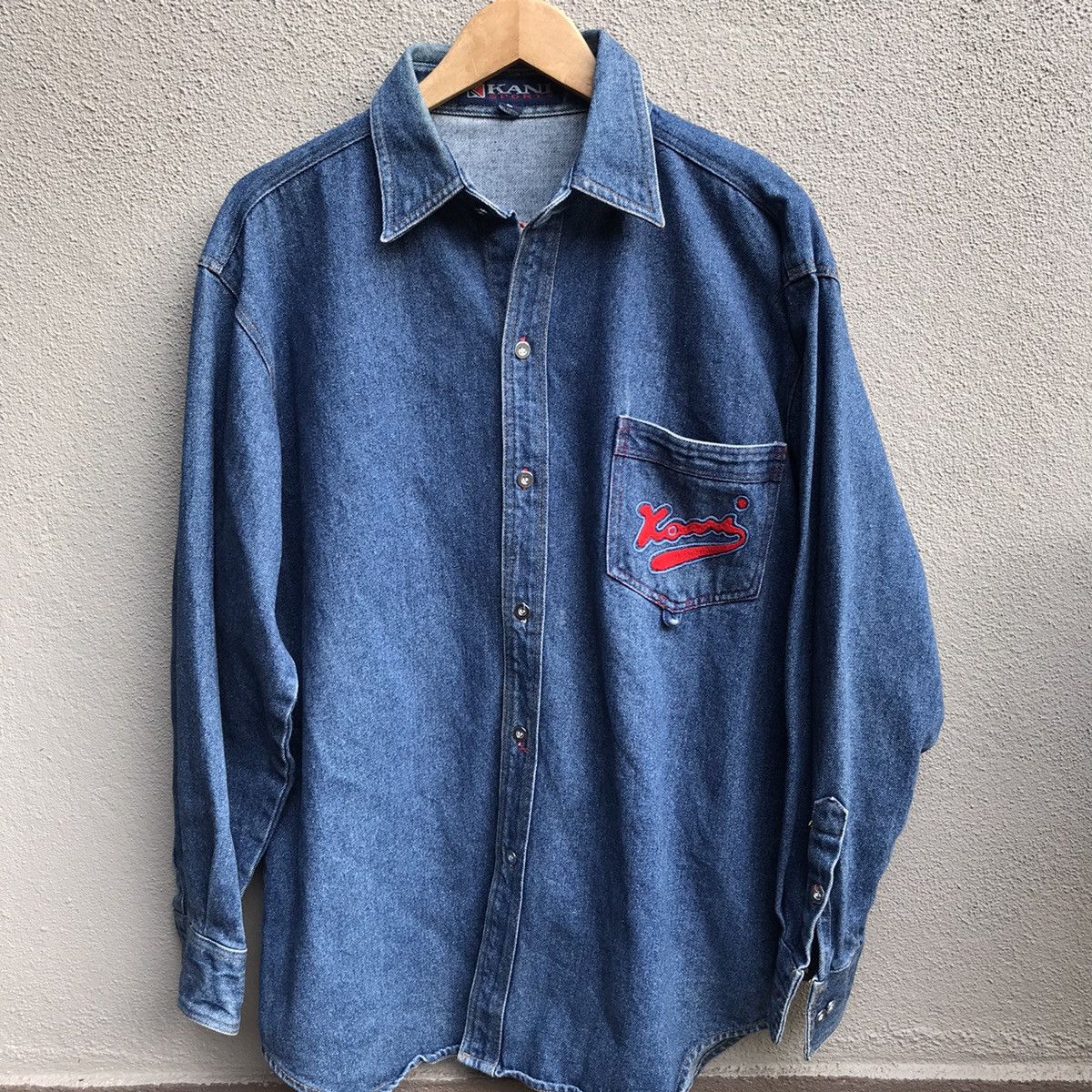 Karl Kani Vintage 90s KARL KANI jeans shirt embroidered logo hiphop Size US XL / EU 56 / 4 - 2 Thumbnail
