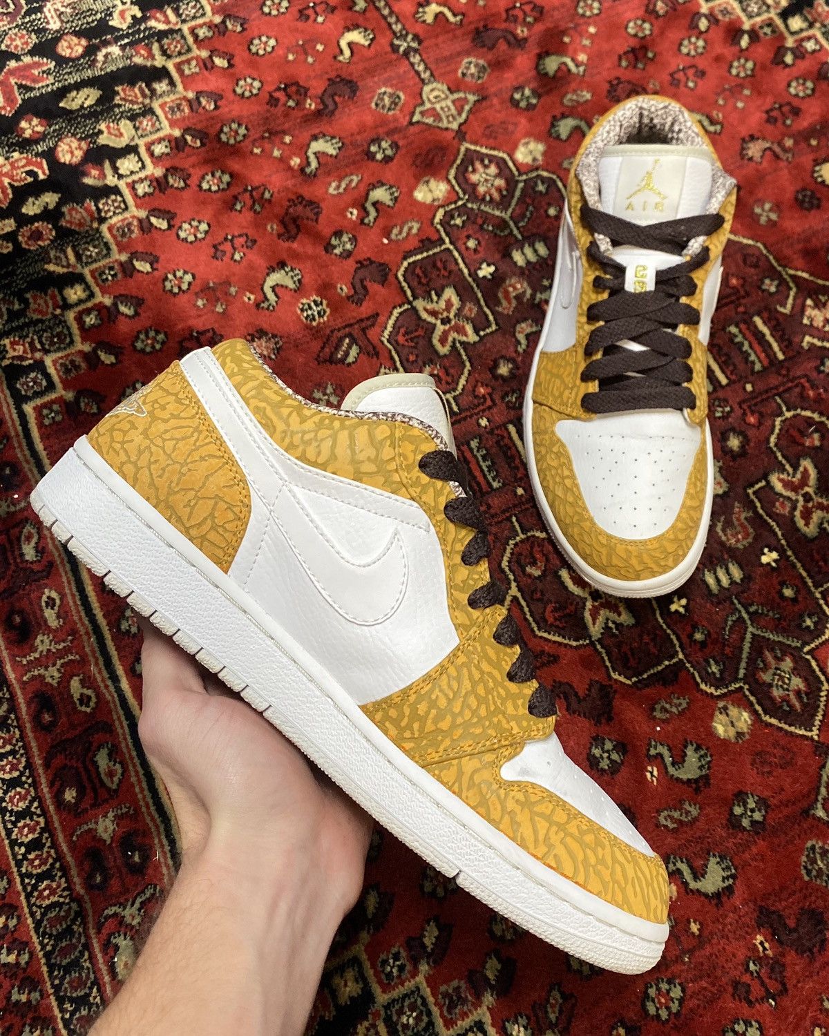 Jordan Brand Nike Jordan 1 Phat Low Curry Elephant Print 2009 Grailed