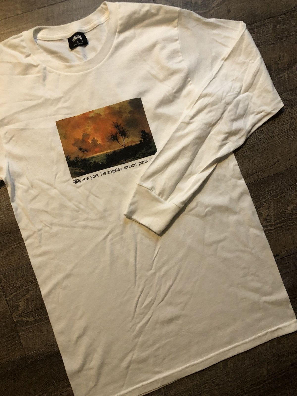 Designer × Stussy Stussy Red Sky White Long Sleeve Tee Shirt Size 2XL Size US XXL / EU 58 / 5 - 4 Thumbnail