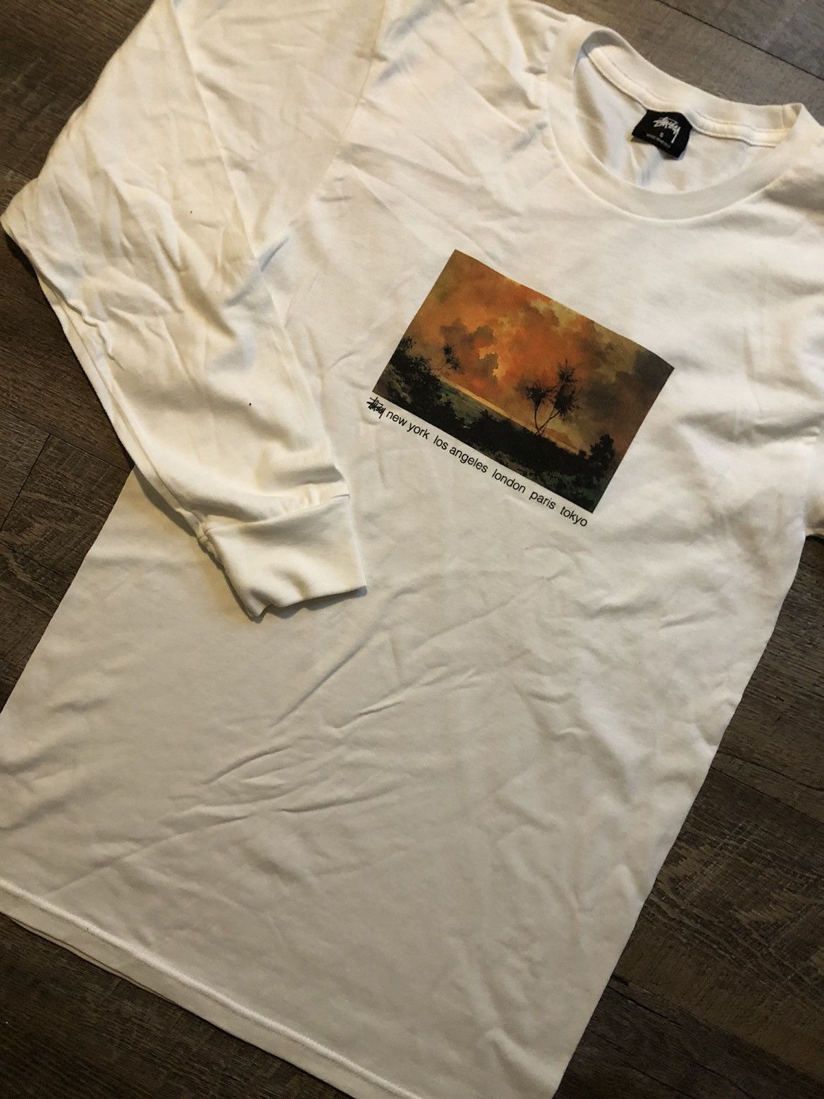 Designer × Stussy Stussy Red Sky White Long Sleeve Tee Shirt Size 2XL Size US XXL / EU 58 / 5 - 3 Thumbnail