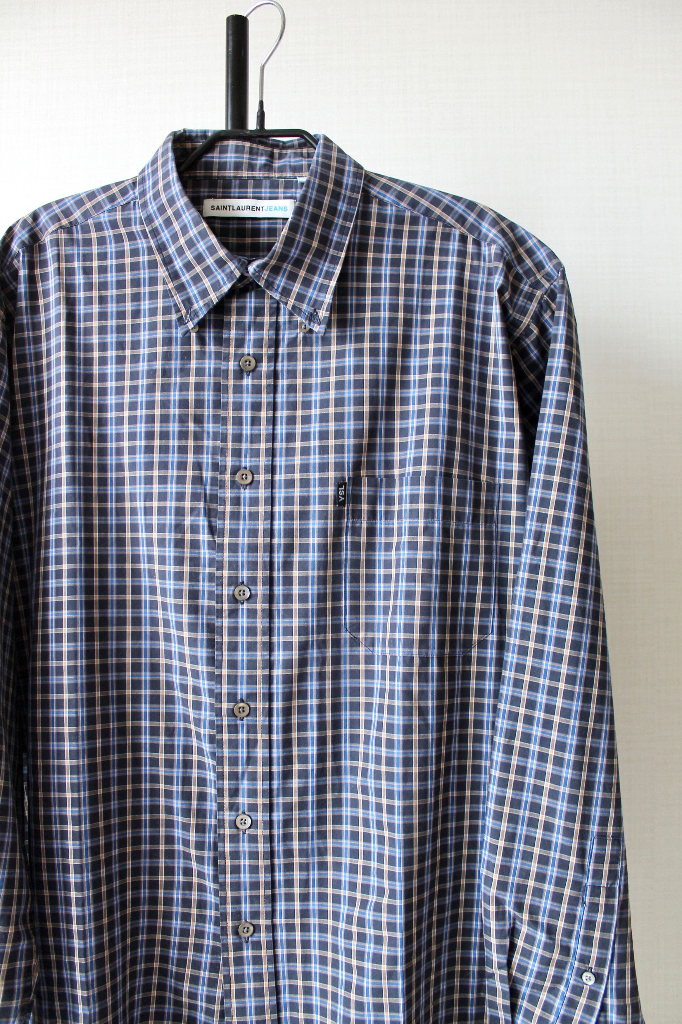 Vintage Yves Saint Laurent YSL Jeans Vintage checkered shirt L/S Size US XL / EU 56 / 4 - 2 Thumbnail