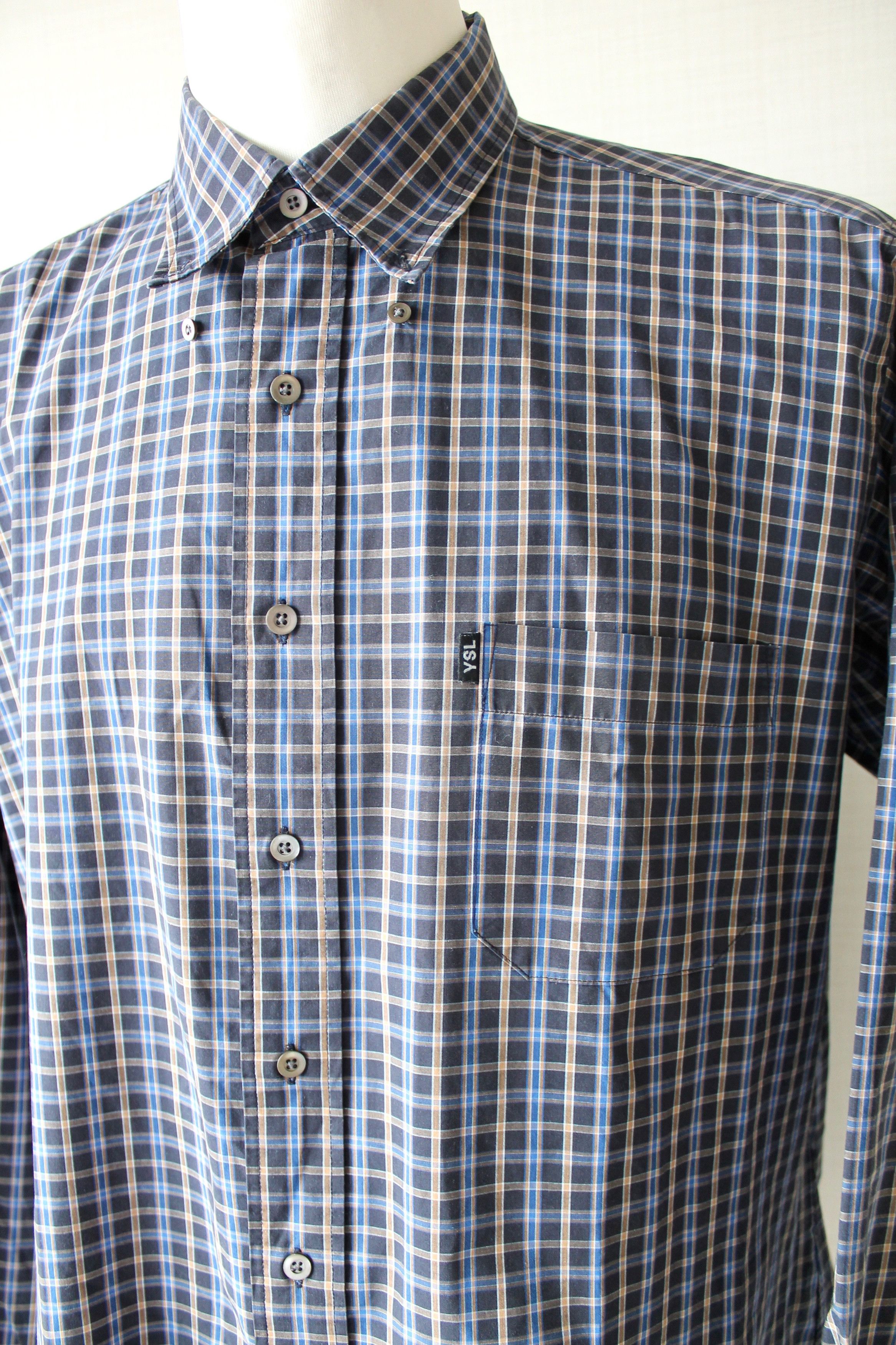 Vintage Yves Saint Laurent YSL Jeans Vintage checkered shirt L/S Size US XL / EU 56 / 4 - 12 Thumbnail