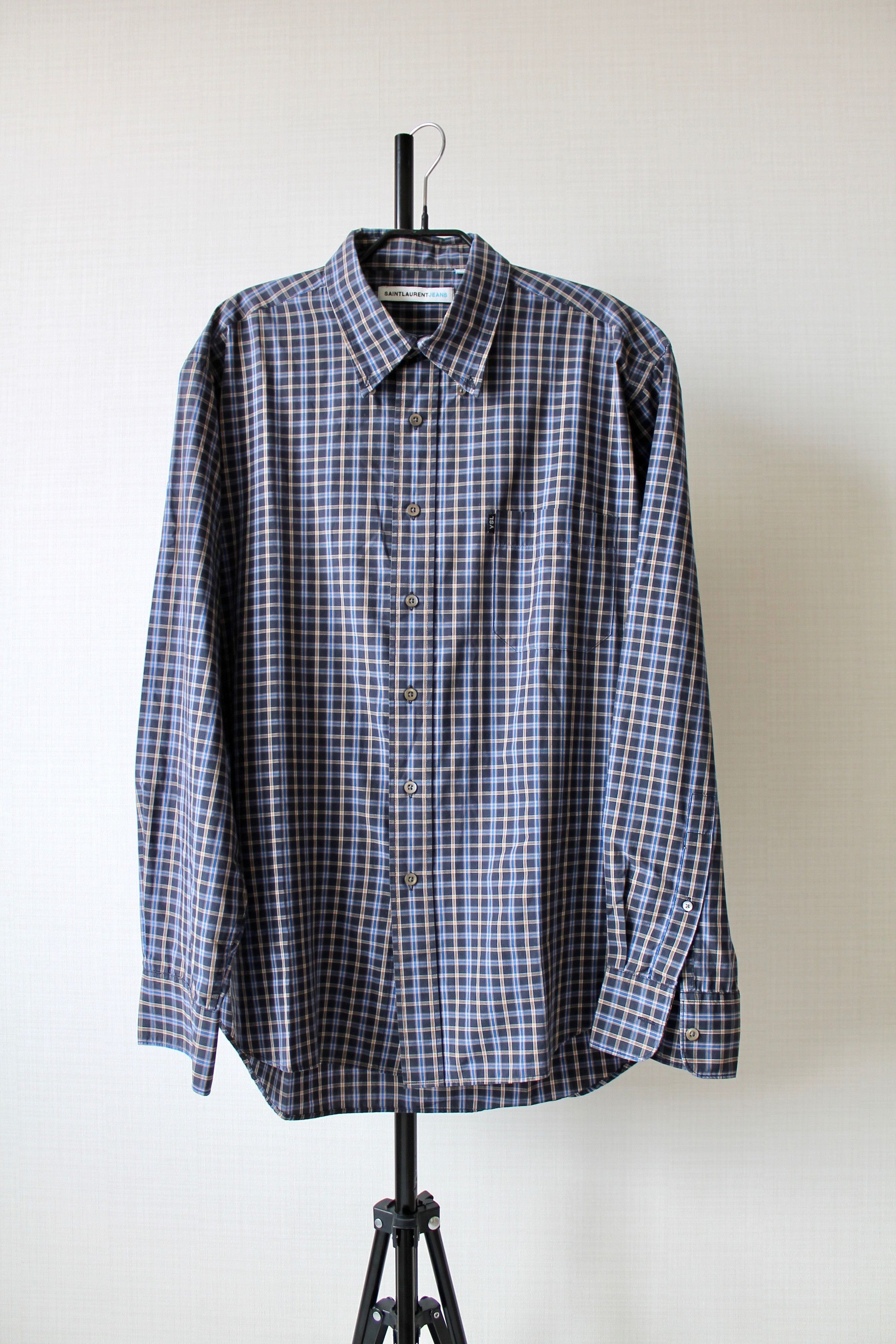 Vintage Yves Saint Laurent YSL Jeans Vintage checkered shirt L/S Size US XL / EU 56 / 4 - 1 Thumbnail