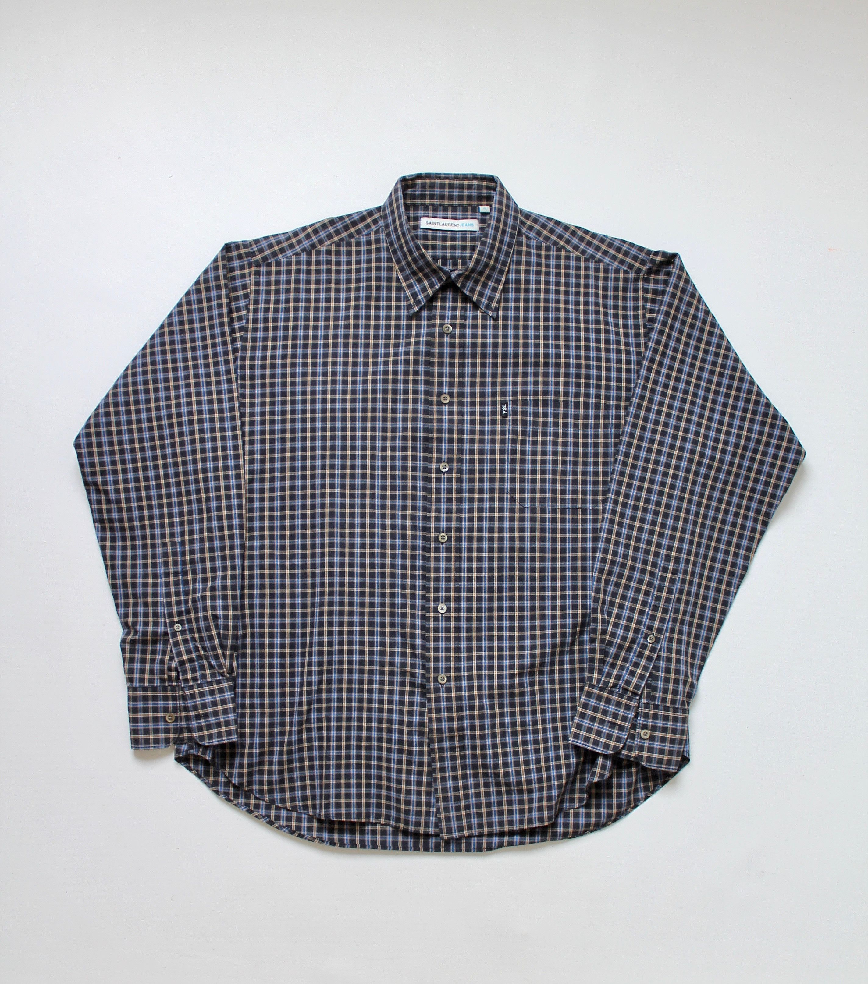 Vintage Yves Saint Laurent YSL Jeans Vintage checkered shirt L/S Size US XL / EU 56 / 4 - 9 Thumbnail