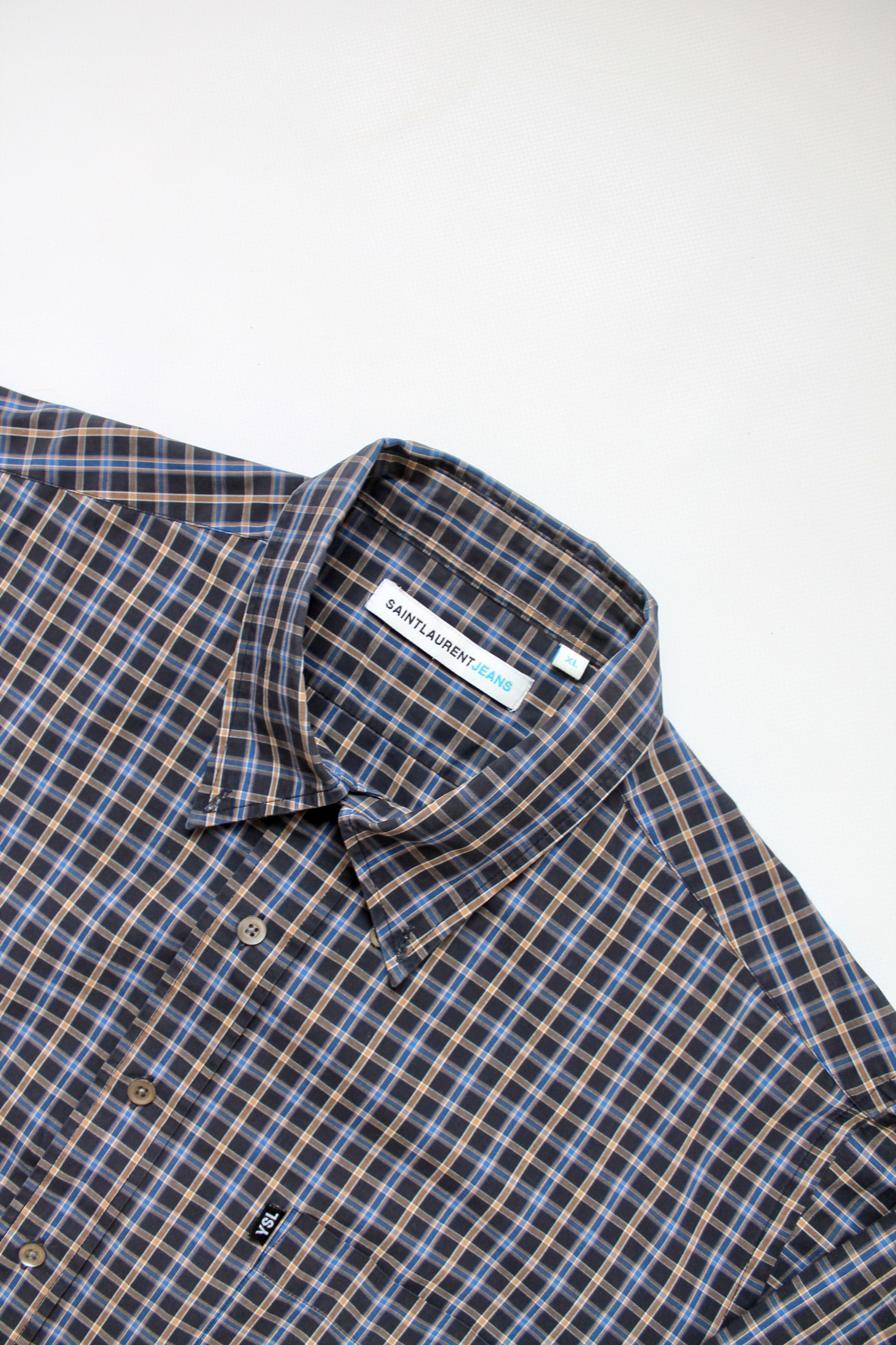 Vintage Yves Saint Laurent YSL Jeans Vintage checkered shirt L/S Size US XL / EU 56 / 4 - 10 Thumbnail