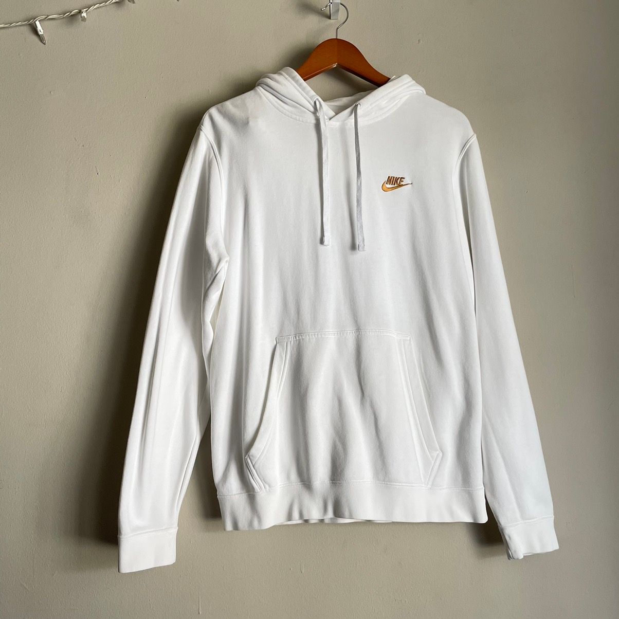 Nike NIKE WHITE HOODIE WITH GOLD EMBROIDERY | Grailed