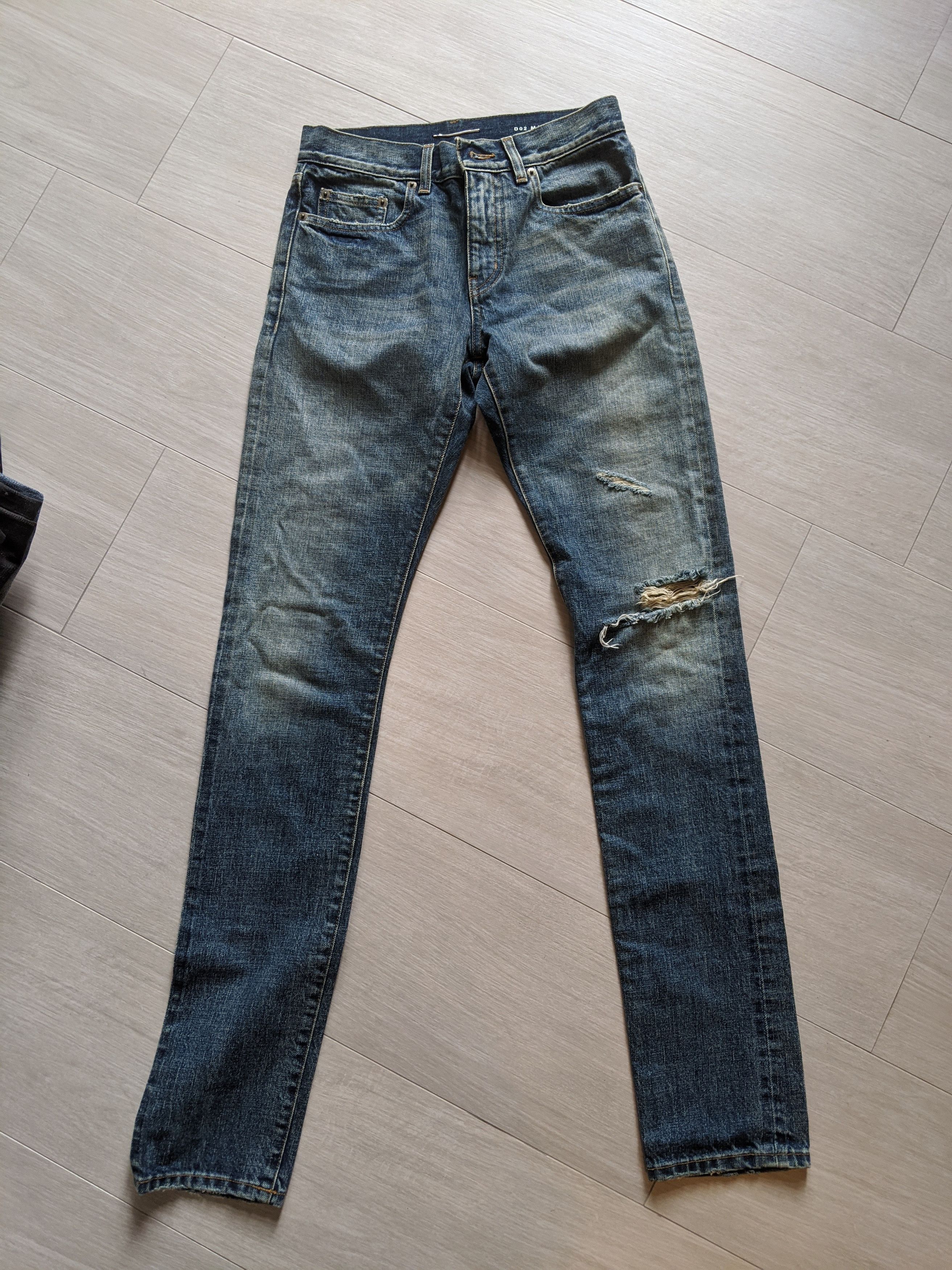 image of Saint Laurent Paris Ss15 Blue Washed Jeans Denim, Men's (Size 27)