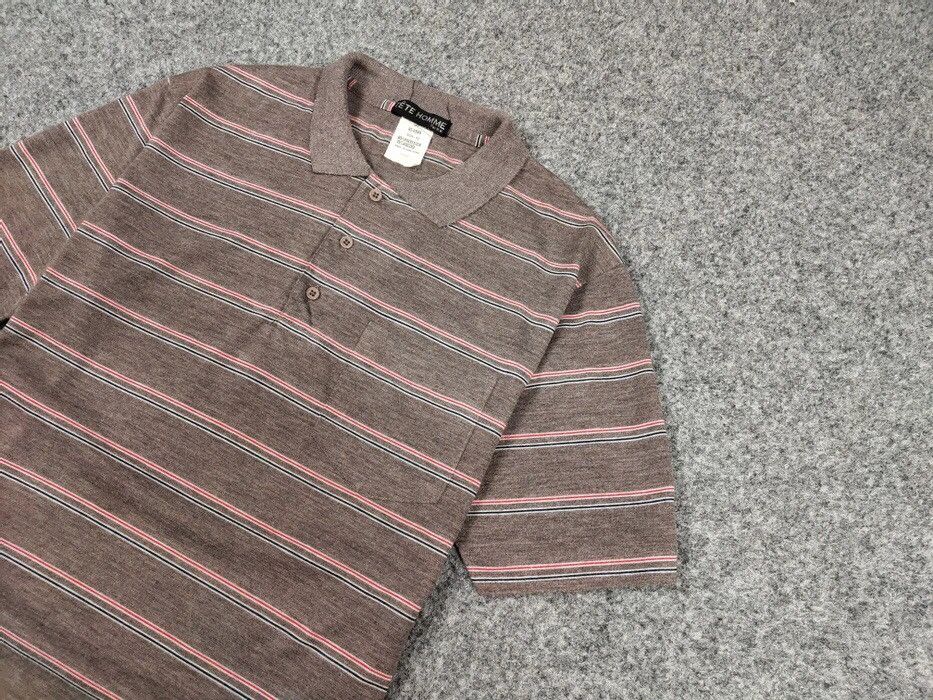 Tete Homme Vintage 90s Tete Homme striped polo shirt japanese brand Size US L / EU 52-54 / 3 - 3 Thumbnail