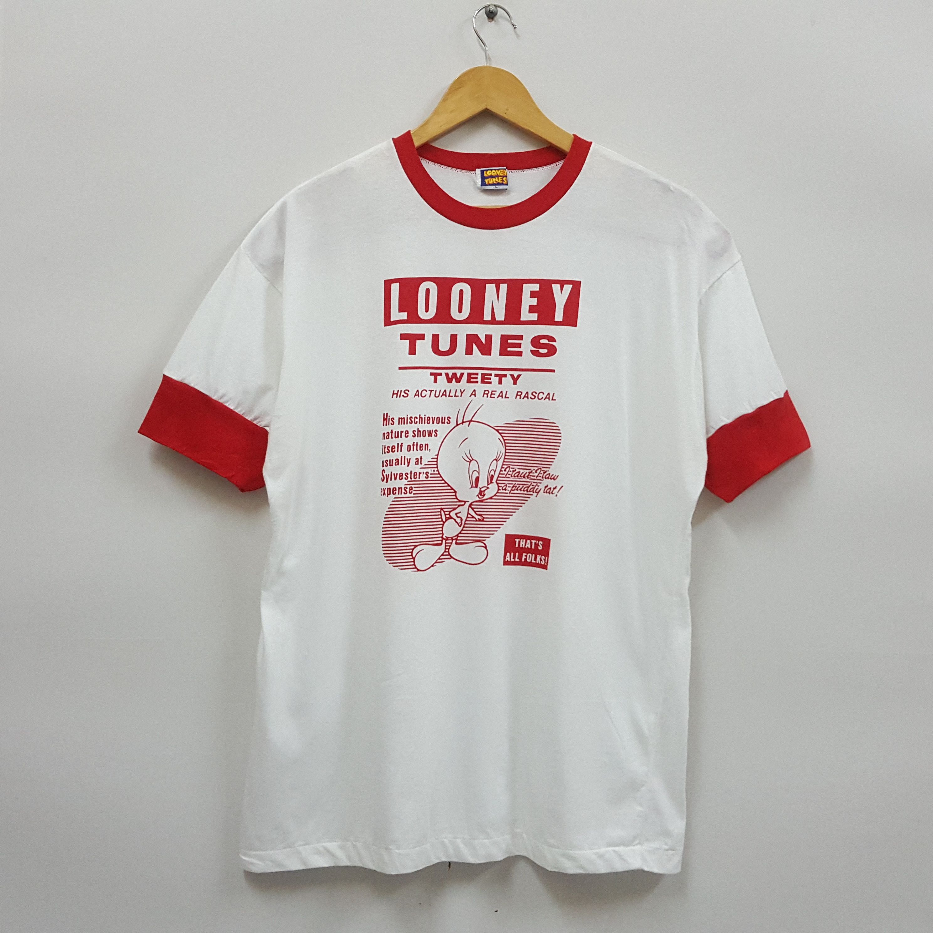 Vintage × Warner Bros Vintage LOONEY TUNES Tweety Bird Rinner t-shirt Size US L / EU 52-54 / 3 - 1 Thumbnail