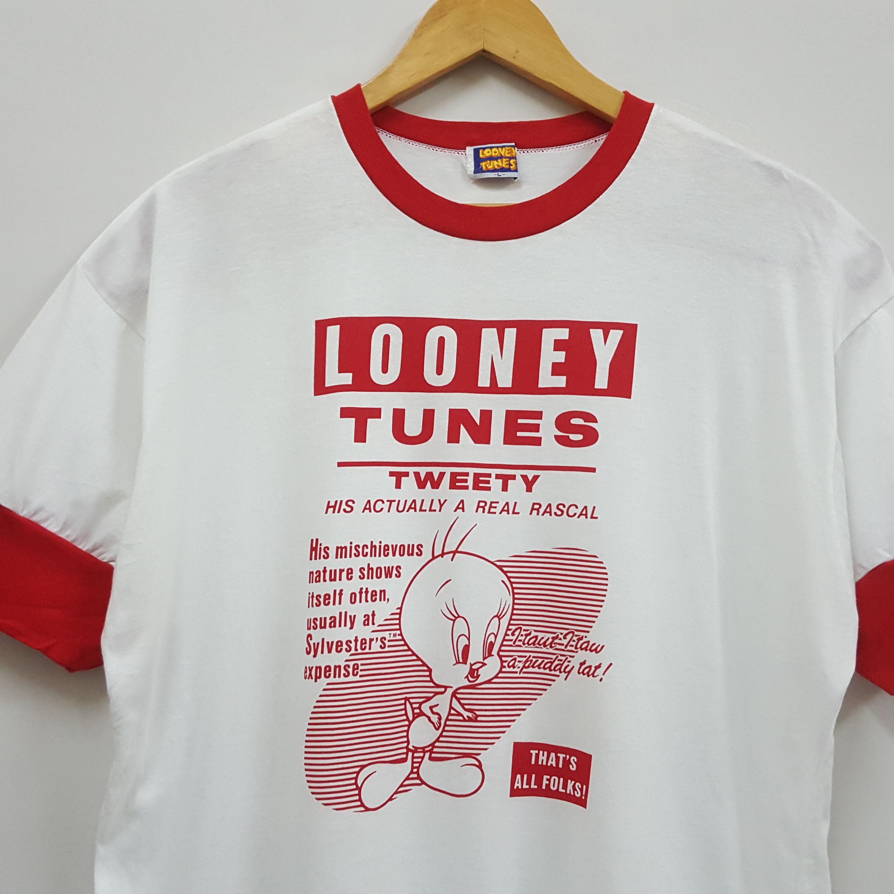Vintage × Warner Bros Vintage LOONEY TUNES Tweety Bird Rinner t-shirt Size US L / EU 52-54 / 3 - 2 Thumbnail