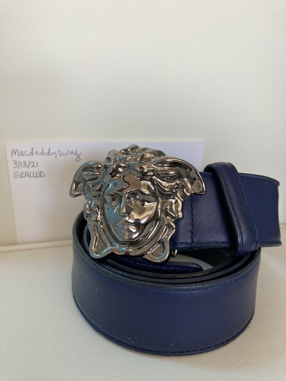 Versace Palazzo Leather Belt with Medusa Buckle Size 40 - 8 Thumbnail