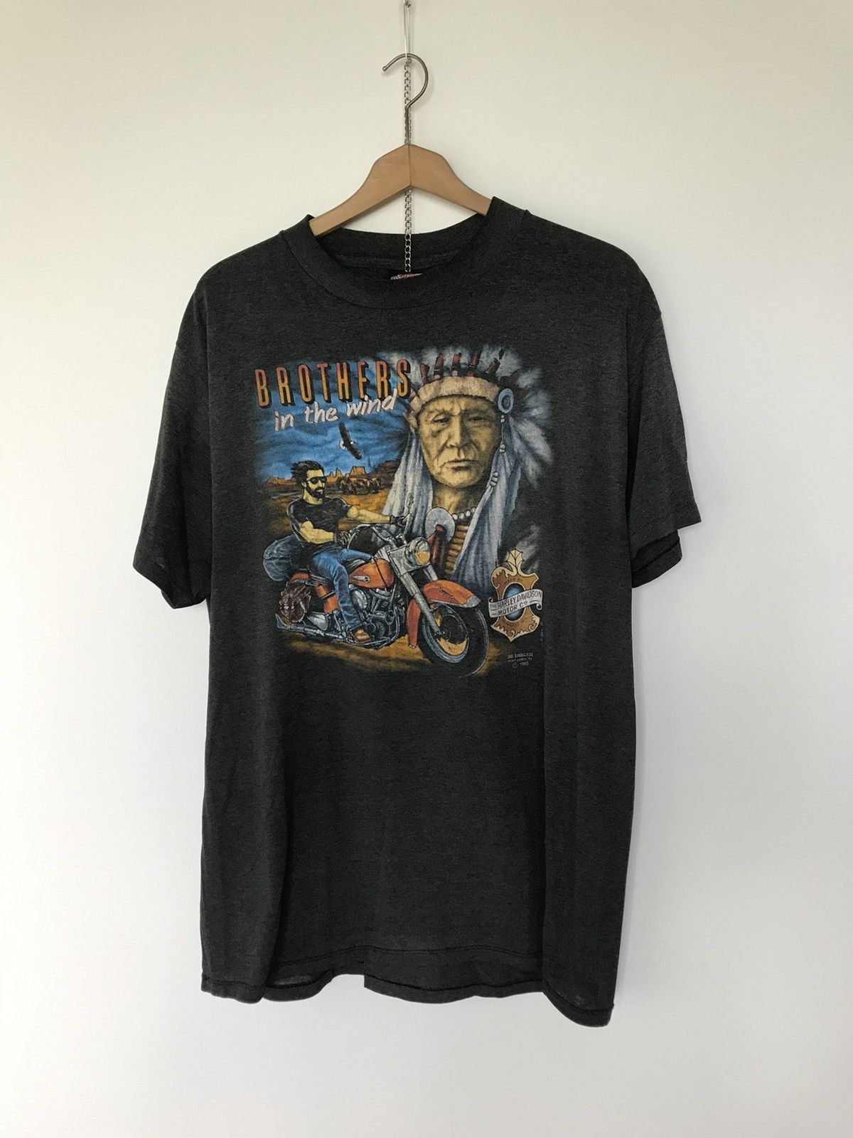 Vintage 1990 3D emblem Harley Davidson Brothers in the Wind tee | Grailed