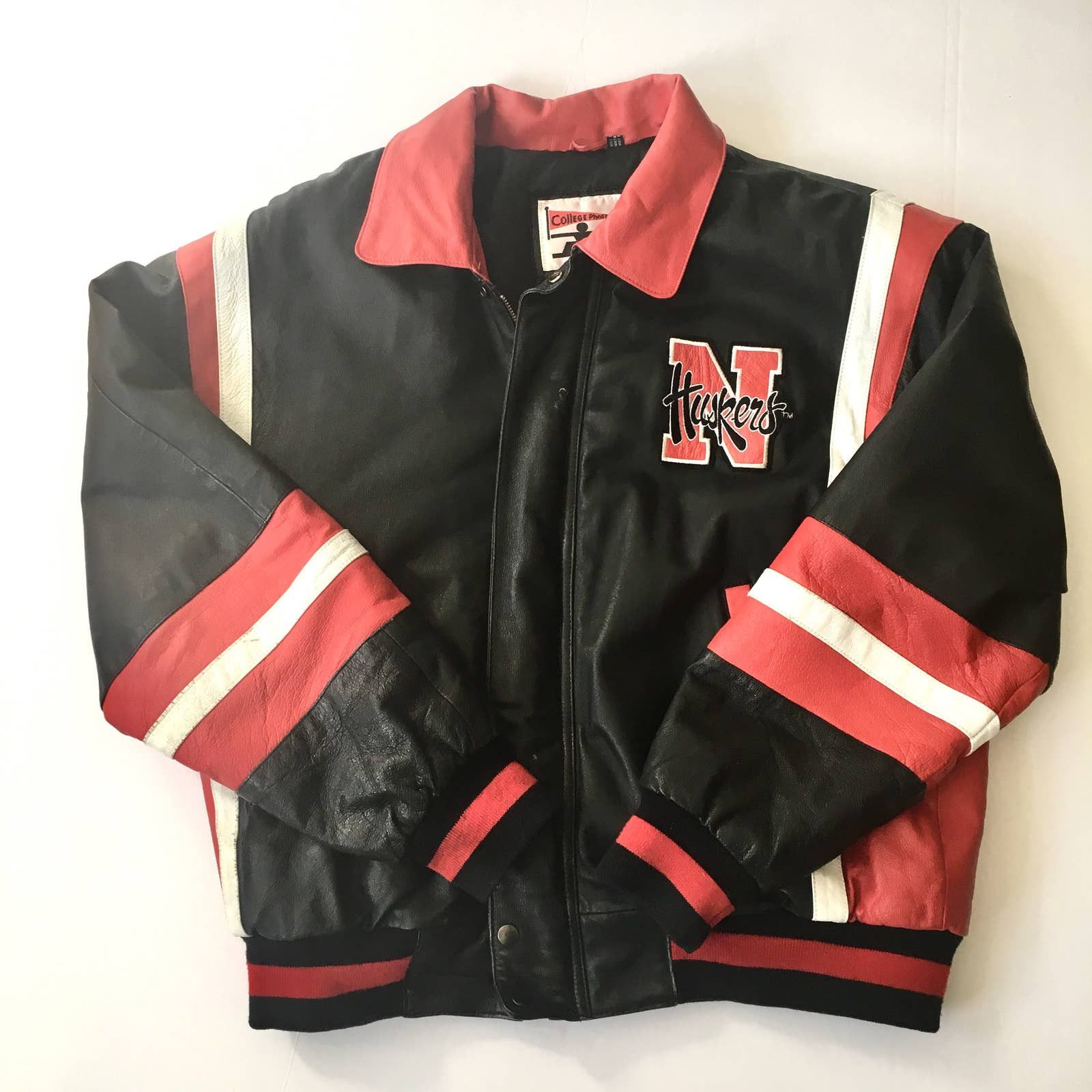 Excelled COLLEGE PHASE EXCELLED Nebraska Huskeers Leather Jacket XL ...