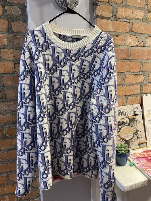 Dior Oblique Motif Jacquard Logo Sweater Kim Jones x Shawn Stussy 