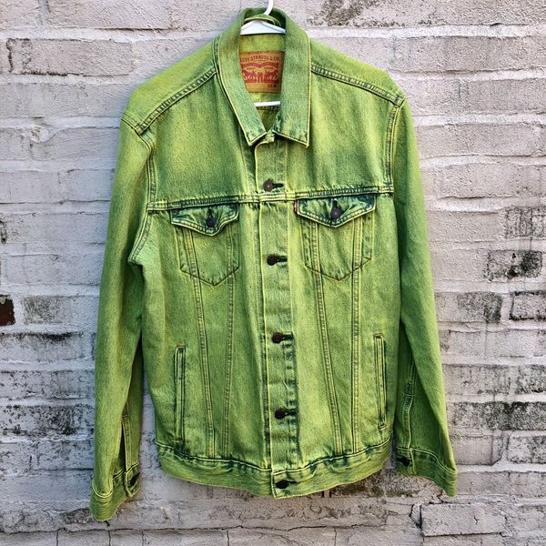 Levi's Y2K slime lime green LEVI'S trucker denim jean jacket XL