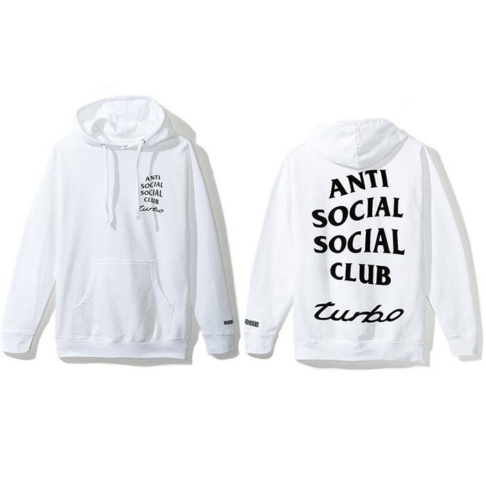 Anti Social Social Club Anti Social Social Club x NHBD Turbo 911 White Hoodie Grailed