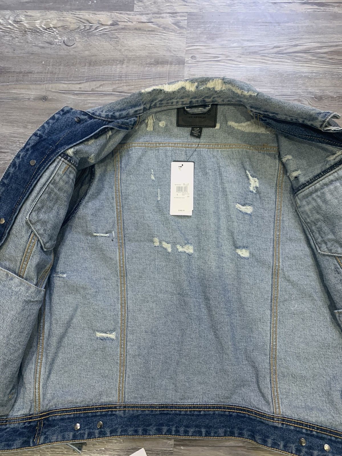 Guess Guess Rex Blue Palm Tree Trucker Distressed Denim Jacket Size US L / EU 52-54 / 3 - 3 Thumbnail