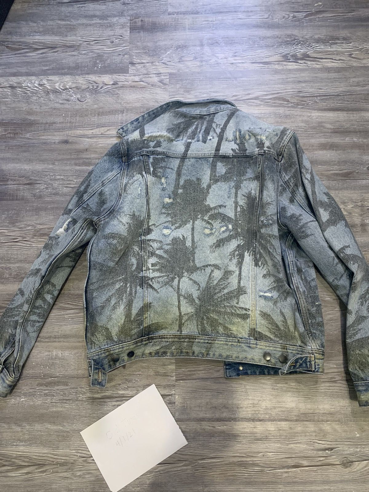 Guess Guess Rex Blue Palm Tree Trucker Distressed Denim Jacket Size US L / EU 52-54 / 3 - 4 Thumbnail
