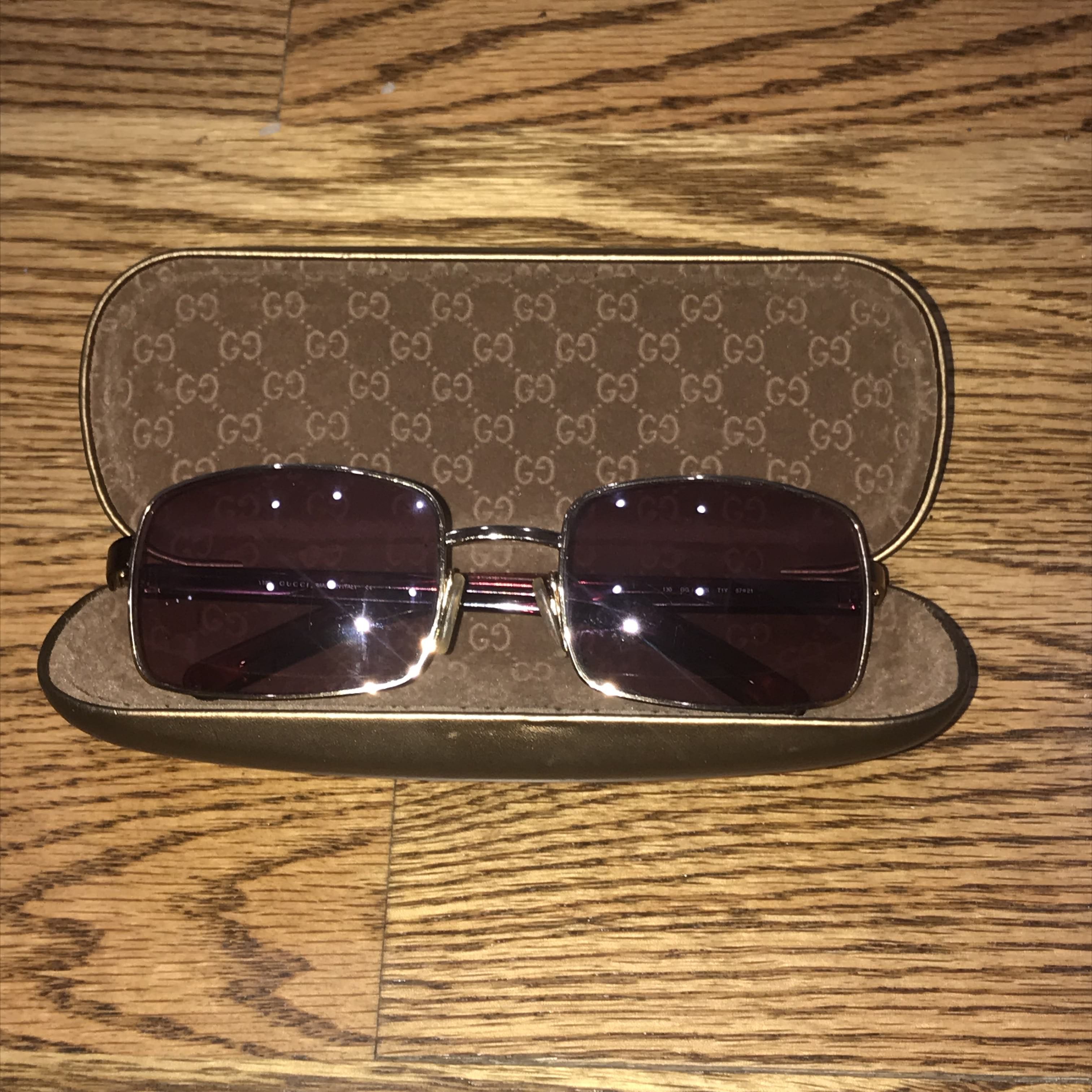 image of Vintage Gucci Rectangle Sunglasses in Purple, Men's