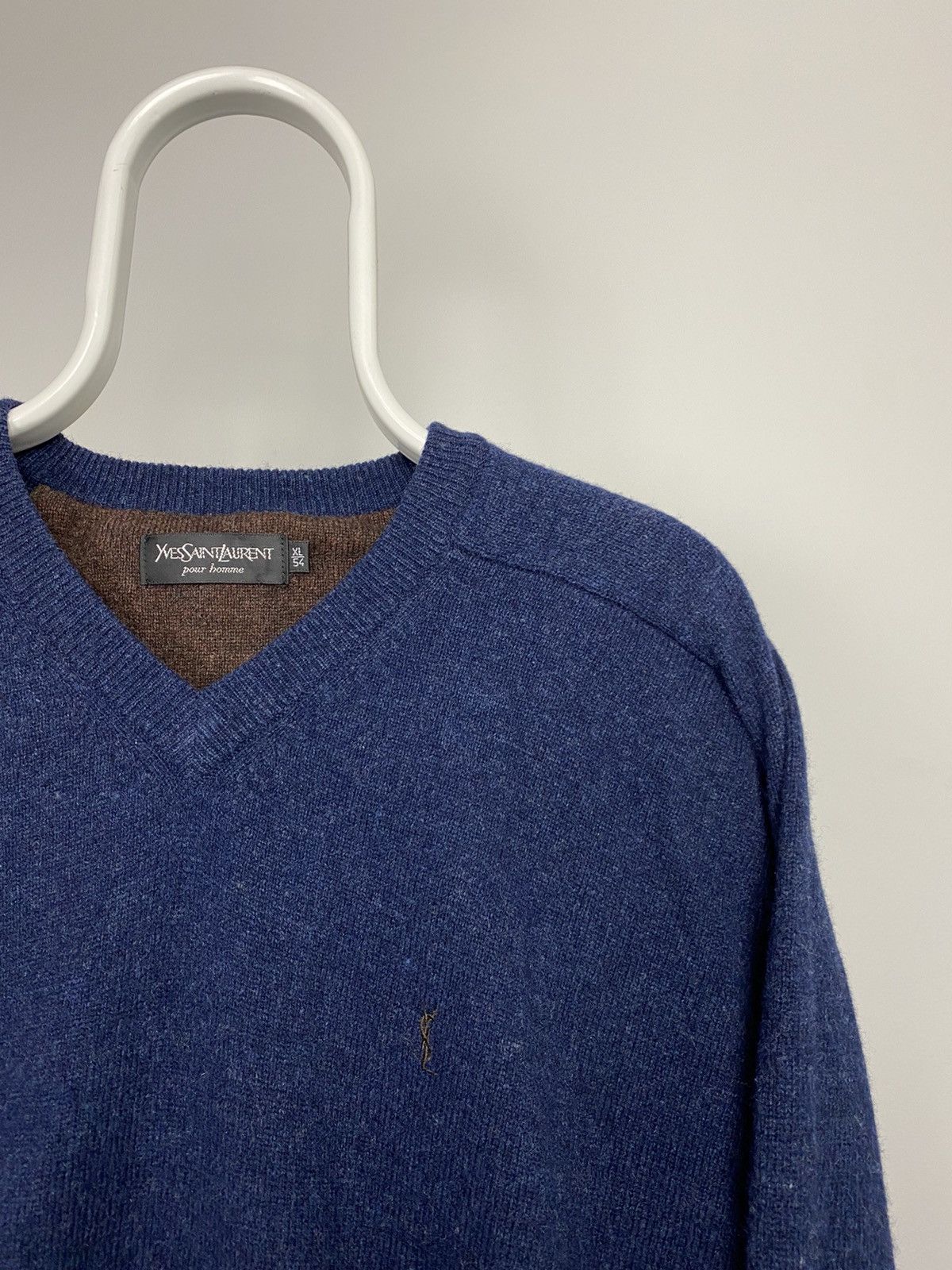 Vintage Yves Saint Laurent vintage sweater YSL knitwear navy jumper Size US XL / EU 56 / 4 - 2 Thumbnail