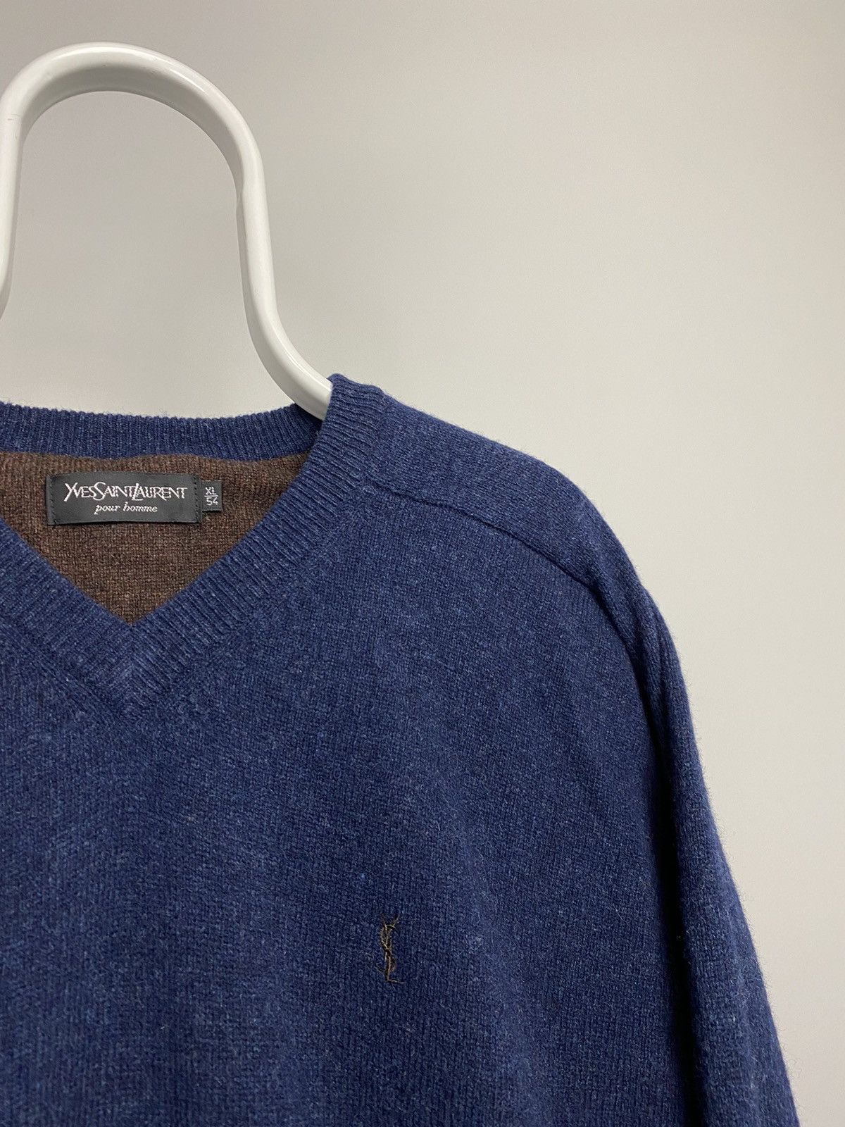 Vintage Yves Saint Laurent vintage sweater YSL knitwear navy jumper Size US XL / EU 56 / 4 - 3 Thumbnail