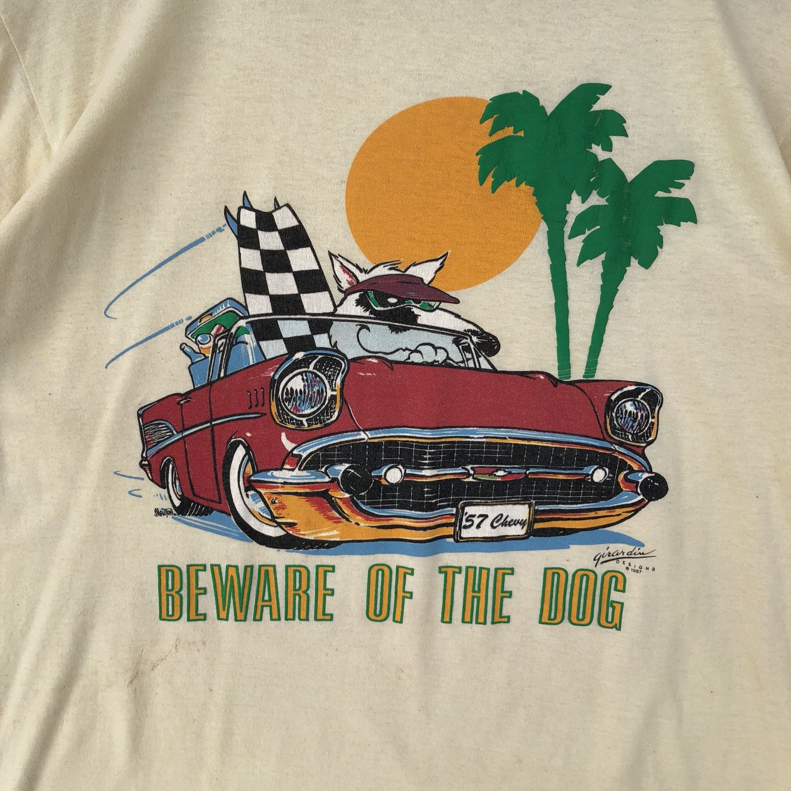 Jerzees × Vintage Vintage Beware Of The Dog T Shirt Size US XL / EU 56 / 4 - 3 Thumbnail