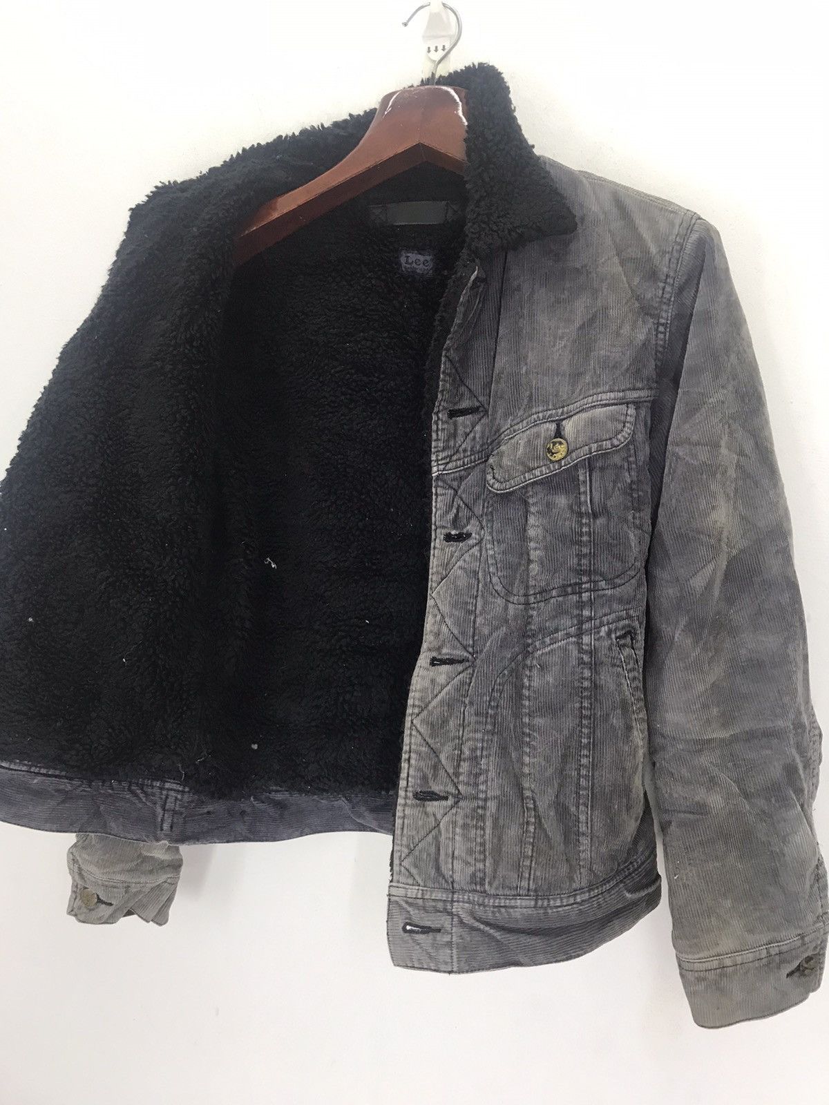 Black faded vintage lee rider sherpa union made corduroy