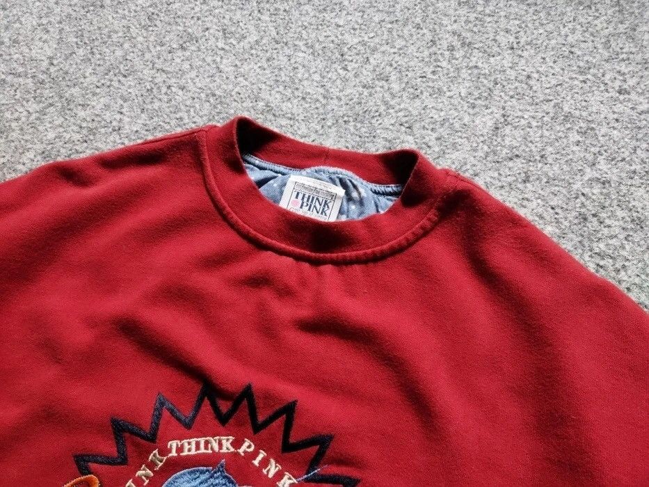 Japanese Brand Rare Vintage Blank Sweatshirt Think Pink Red Big Logo Size US L / EU 52-54 / 3 - 9 Thumbnail