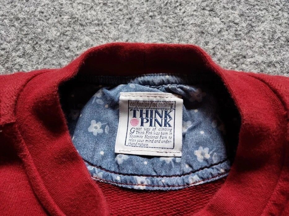 Japanese Brand Rare Vintage Blank Sweatshirt Think Pink Red Big Logo Size US L / EU 52-54 / 3 - 14 Thumbnail