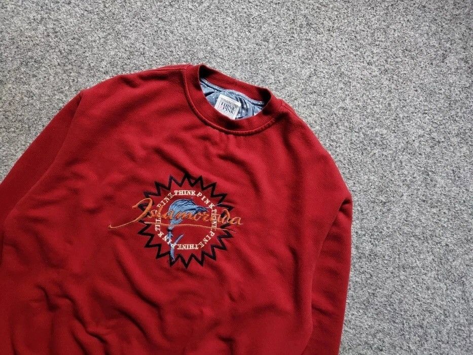 Japanese Brand Rare Vintage Blank Sweatshirt Think Pink Red Big Logo Size US L / EU 52-54 / 3 - 4 Thumbnail