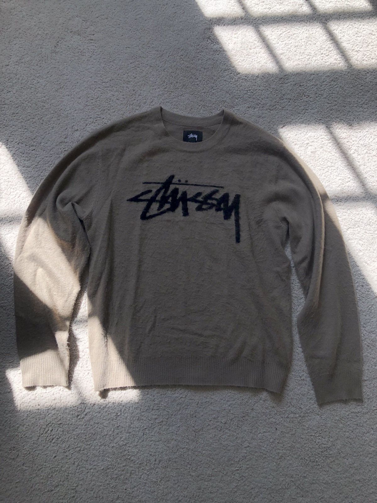 Stussy Brushed out Logo Sweater Grailed