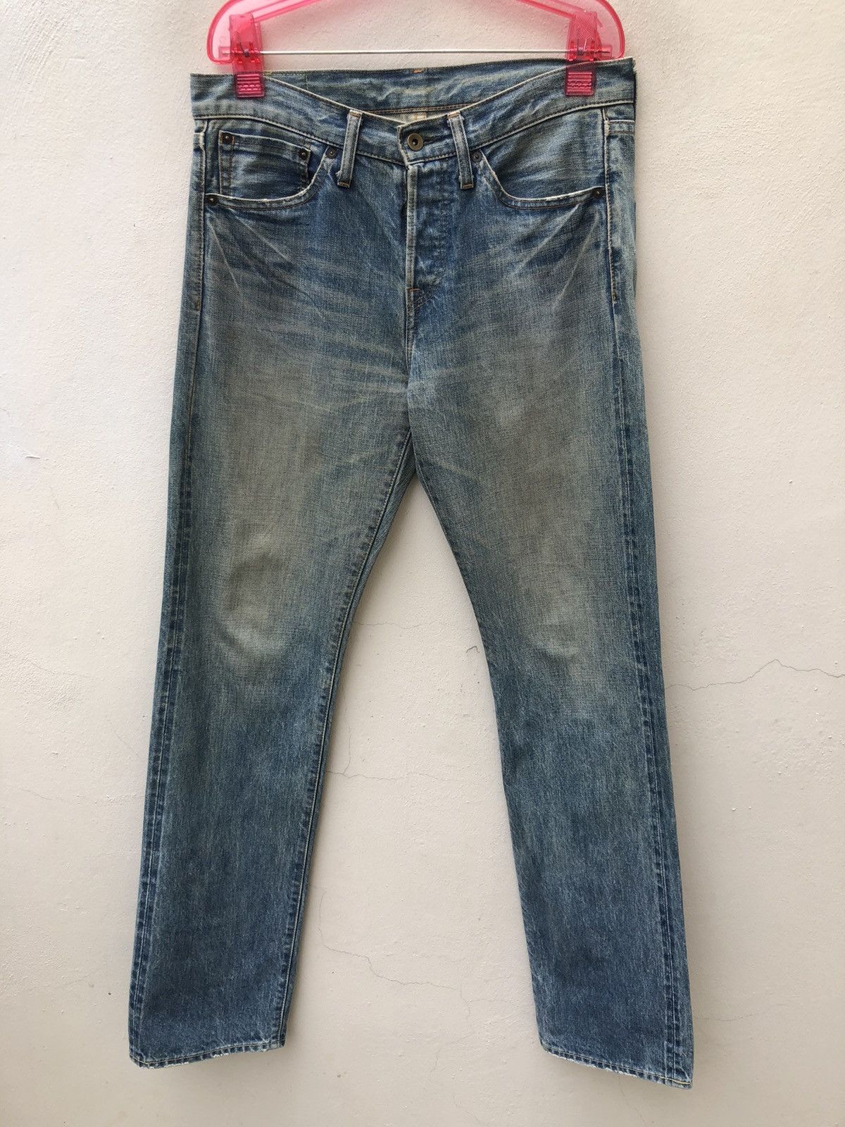 Japanese Brand Muveil Japan Dirty Distressed Selvedge Denim Jeans Size US 31 - 1 Thumbnail