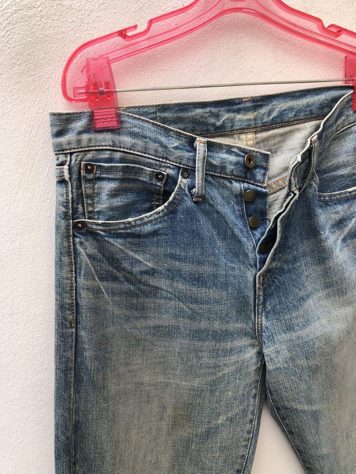 Japanese Brand Muveil Japan Dirty Distressed Selvedge Denim Jeans Size US 31 - 3 Thumbnail