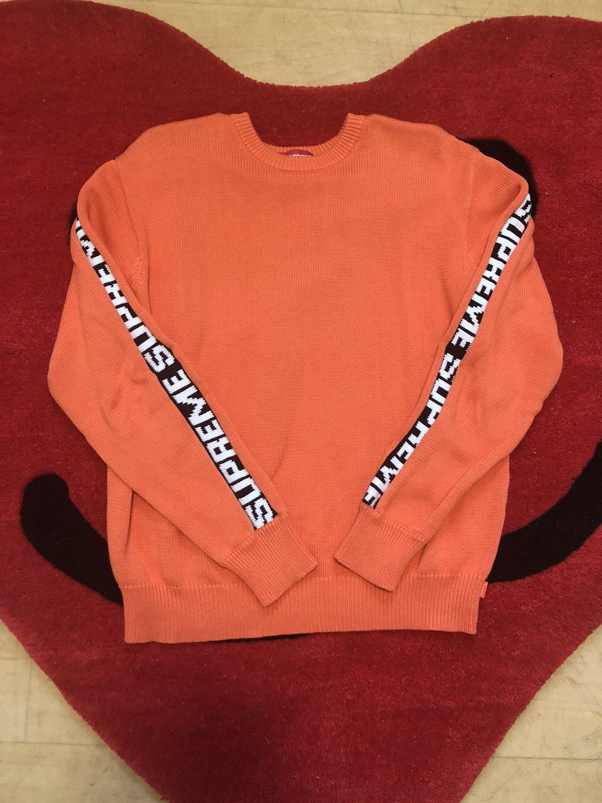 Supreme Supreme Sleeve Stripe Sweater Tangerine | Grailed