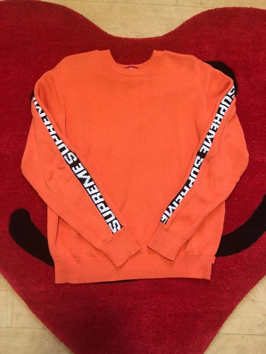 Supreme Supreme Sleeve Stripe Sweater Tangerine | Grailed